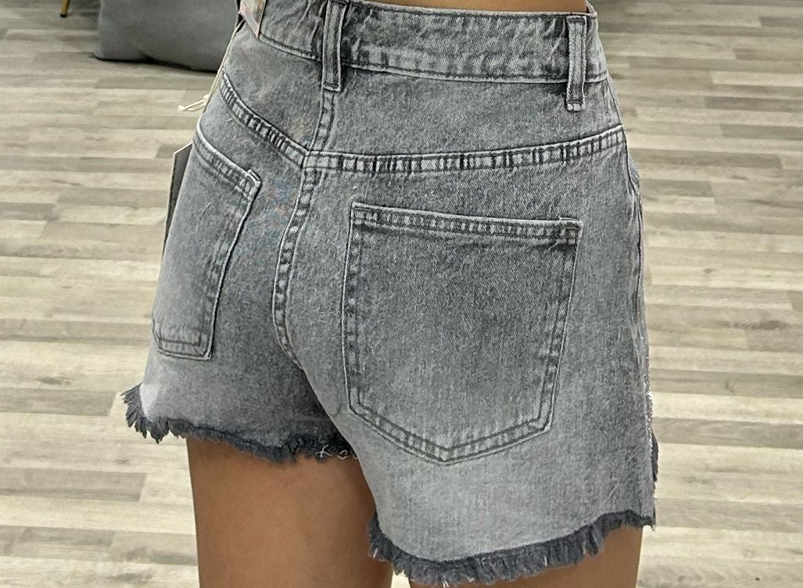 short di jeans con brillantini