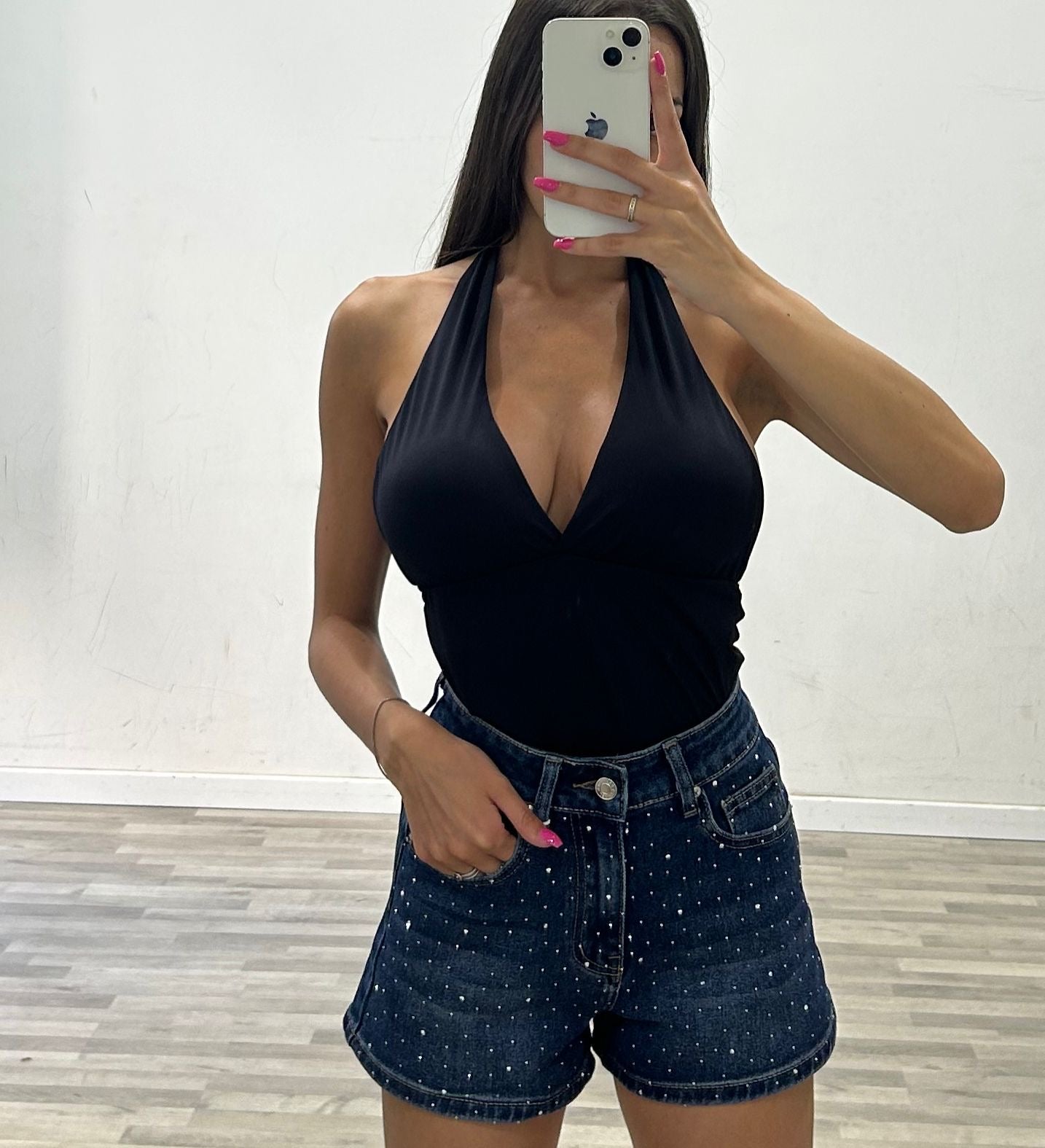 short di jeans new brillantini