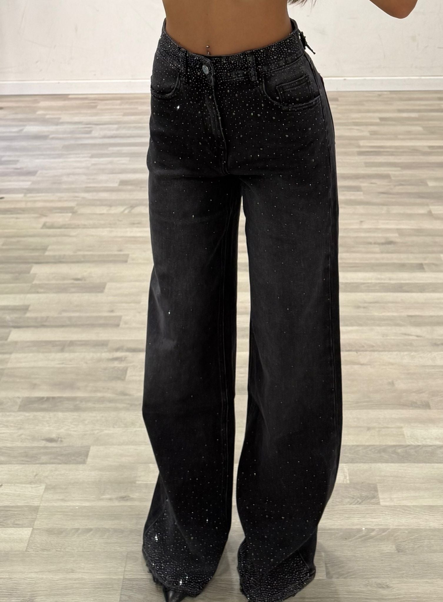 jeans black con brillantini