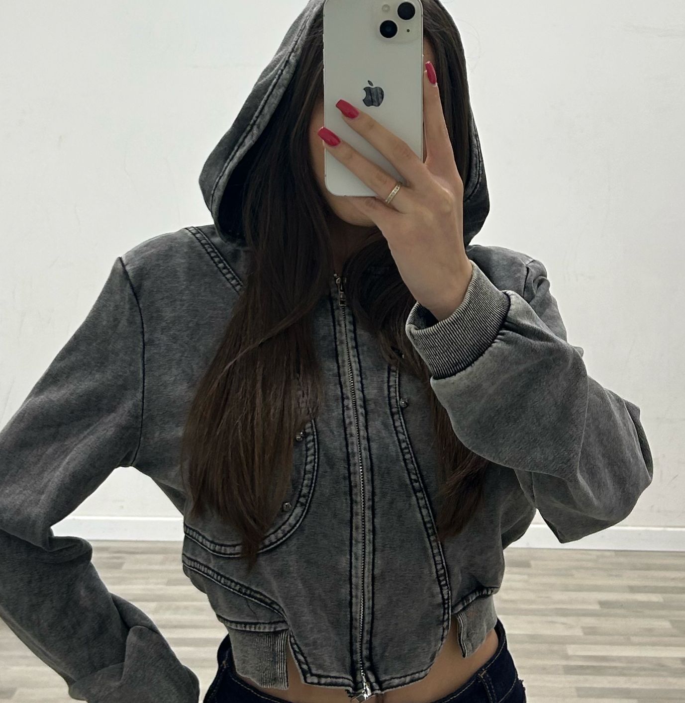 felpa con zip e cappuccio grey