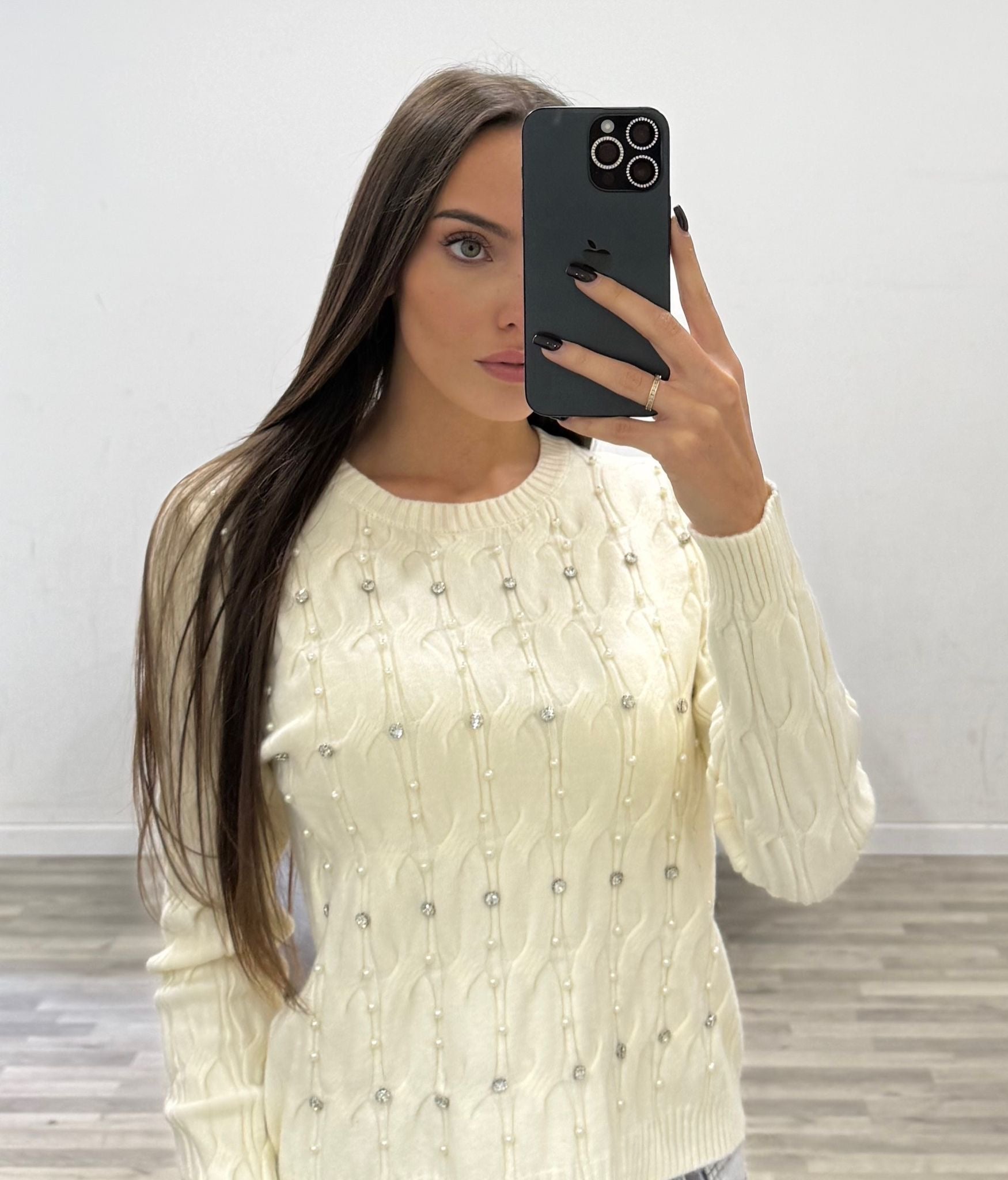 maglia con strass ilenia