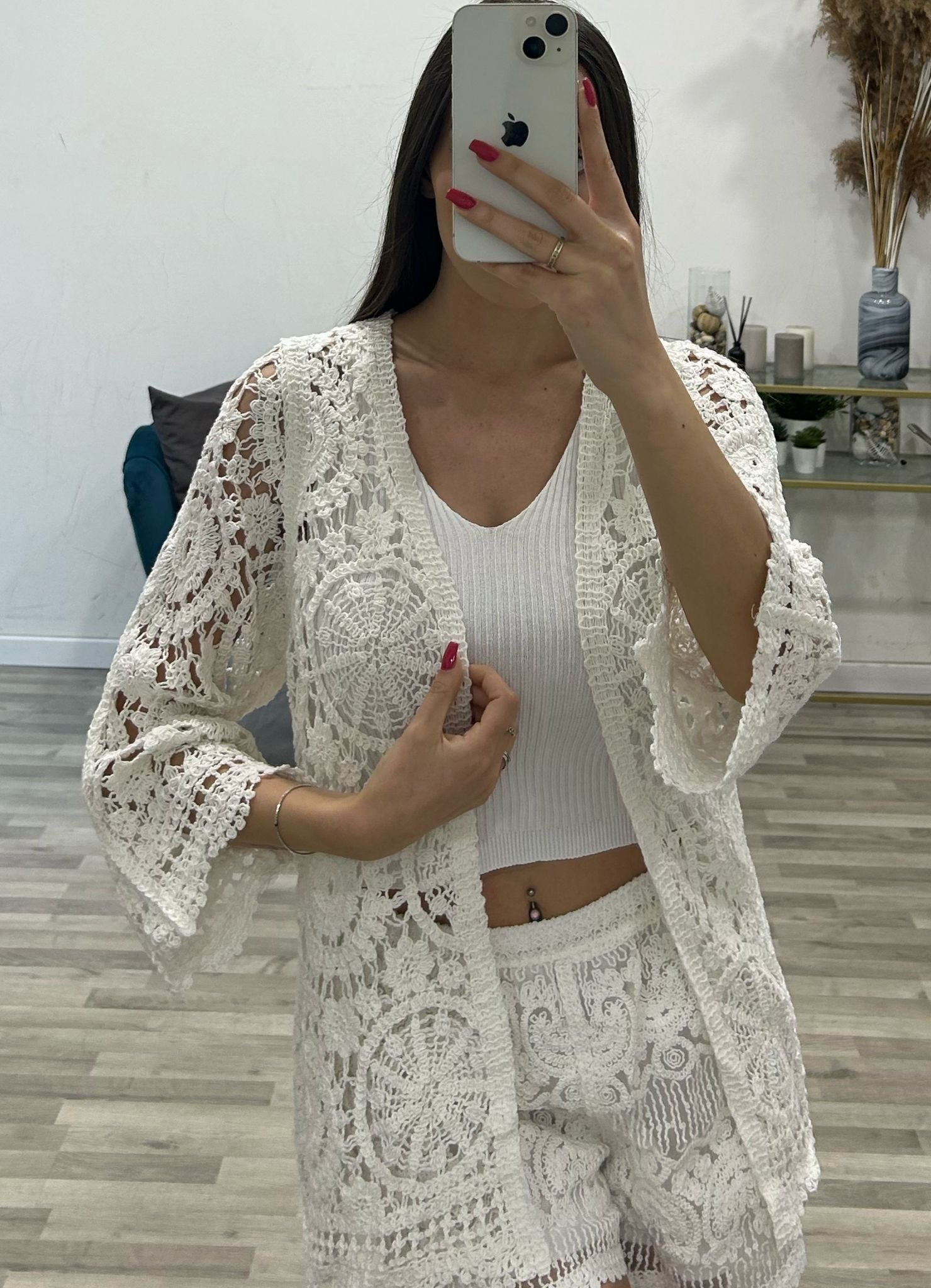 cardigan lungo di fettuccia