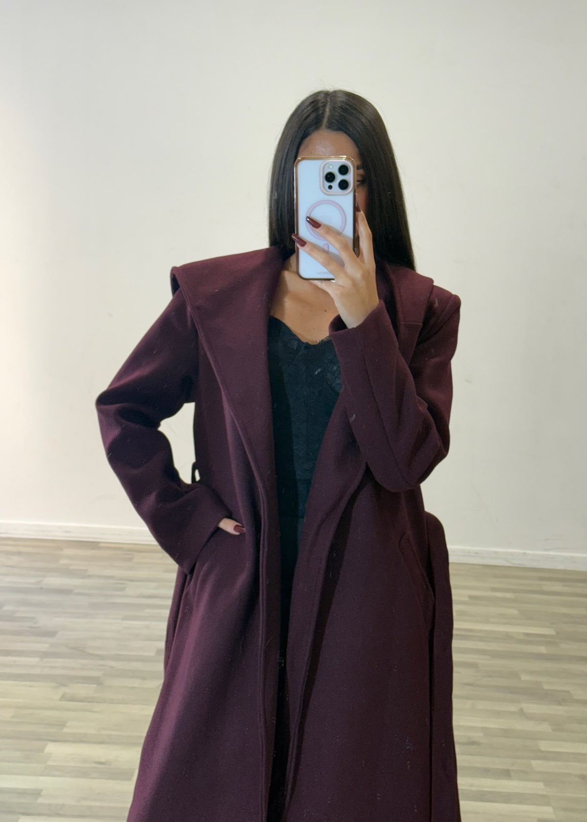 cappotto lungo con cappuccio