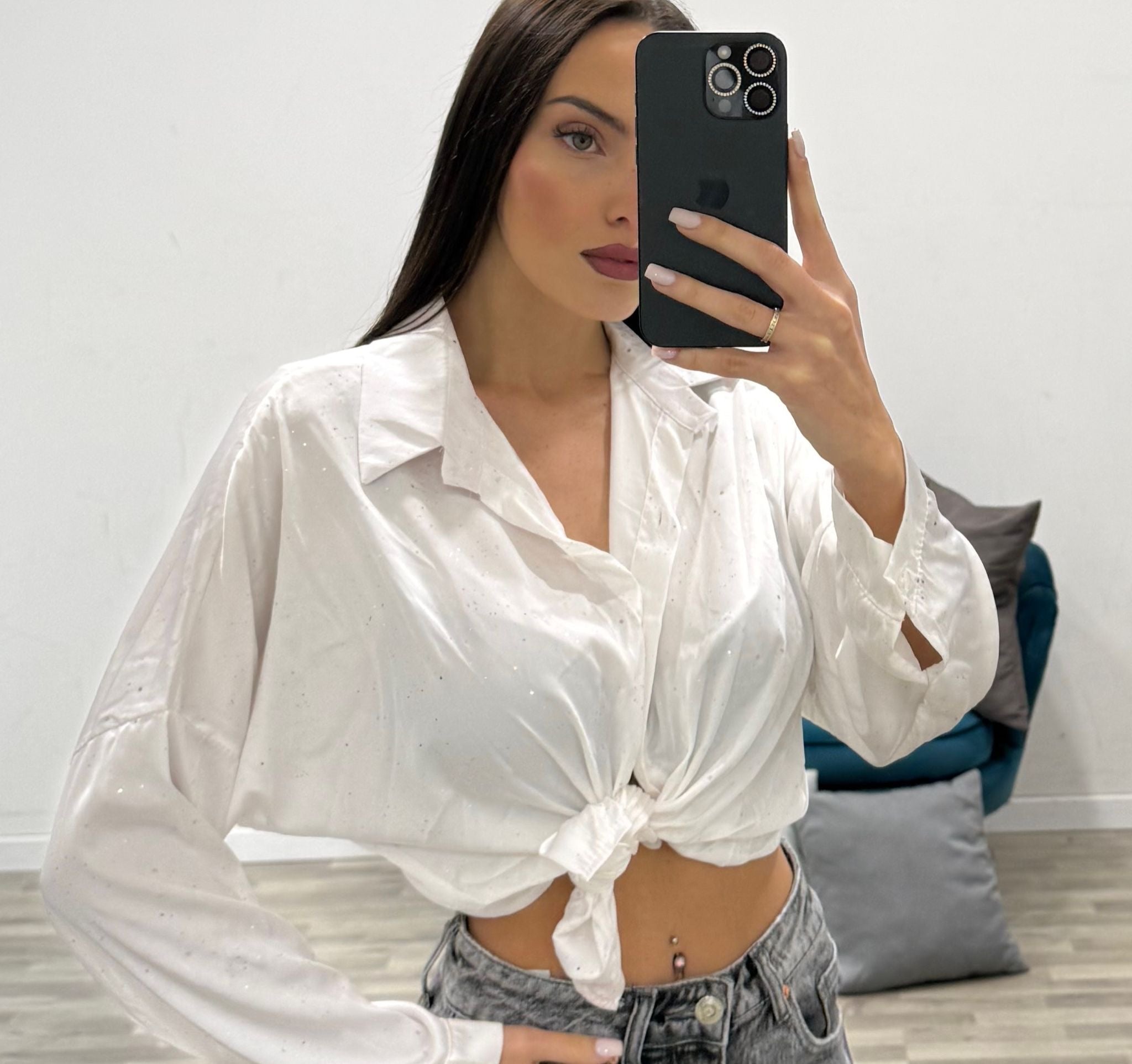 camicia lurex con nodo