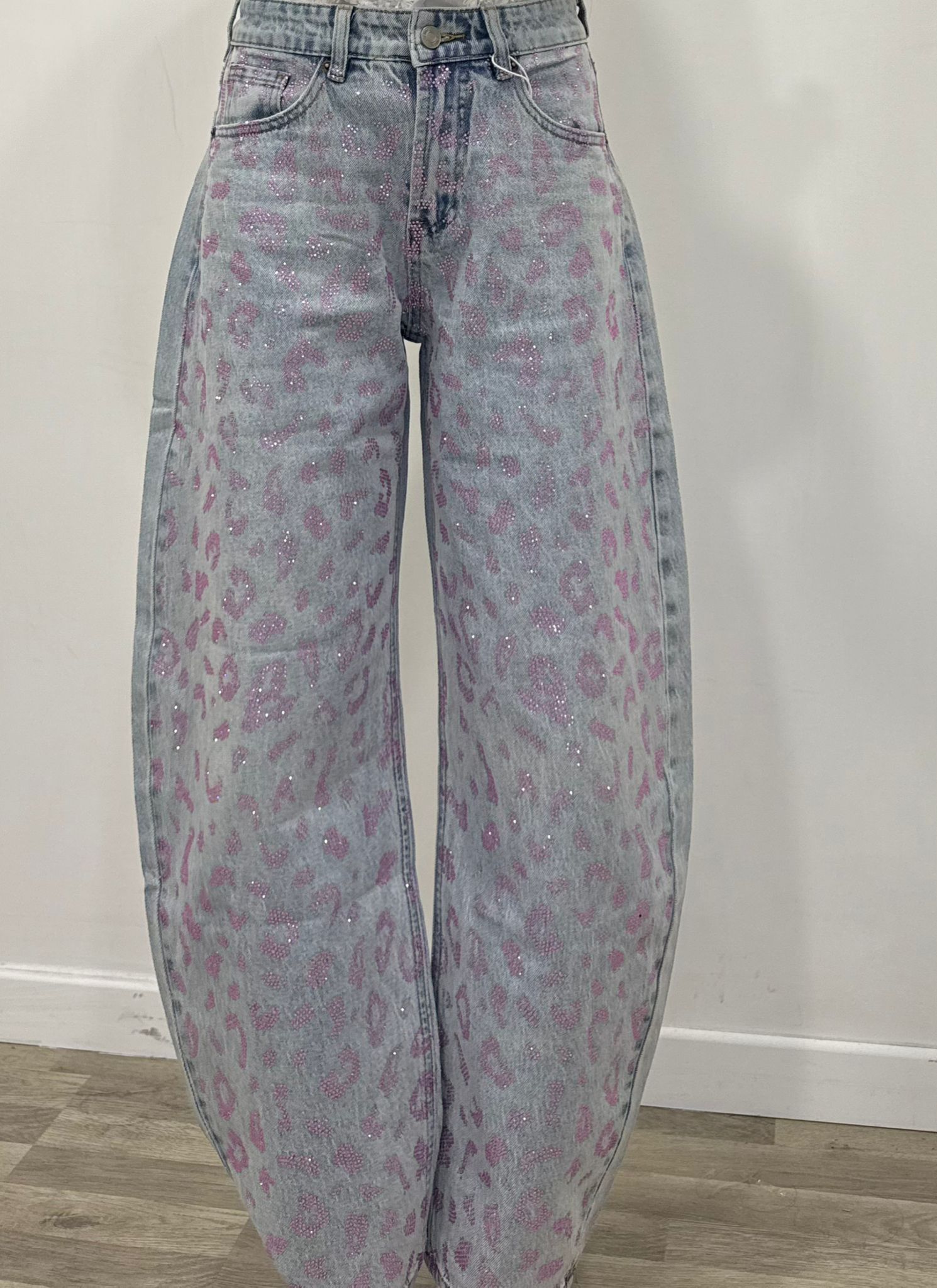 jeans denim maculato rosa