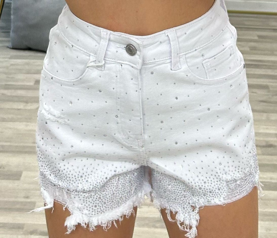 short di jeans con brillantini