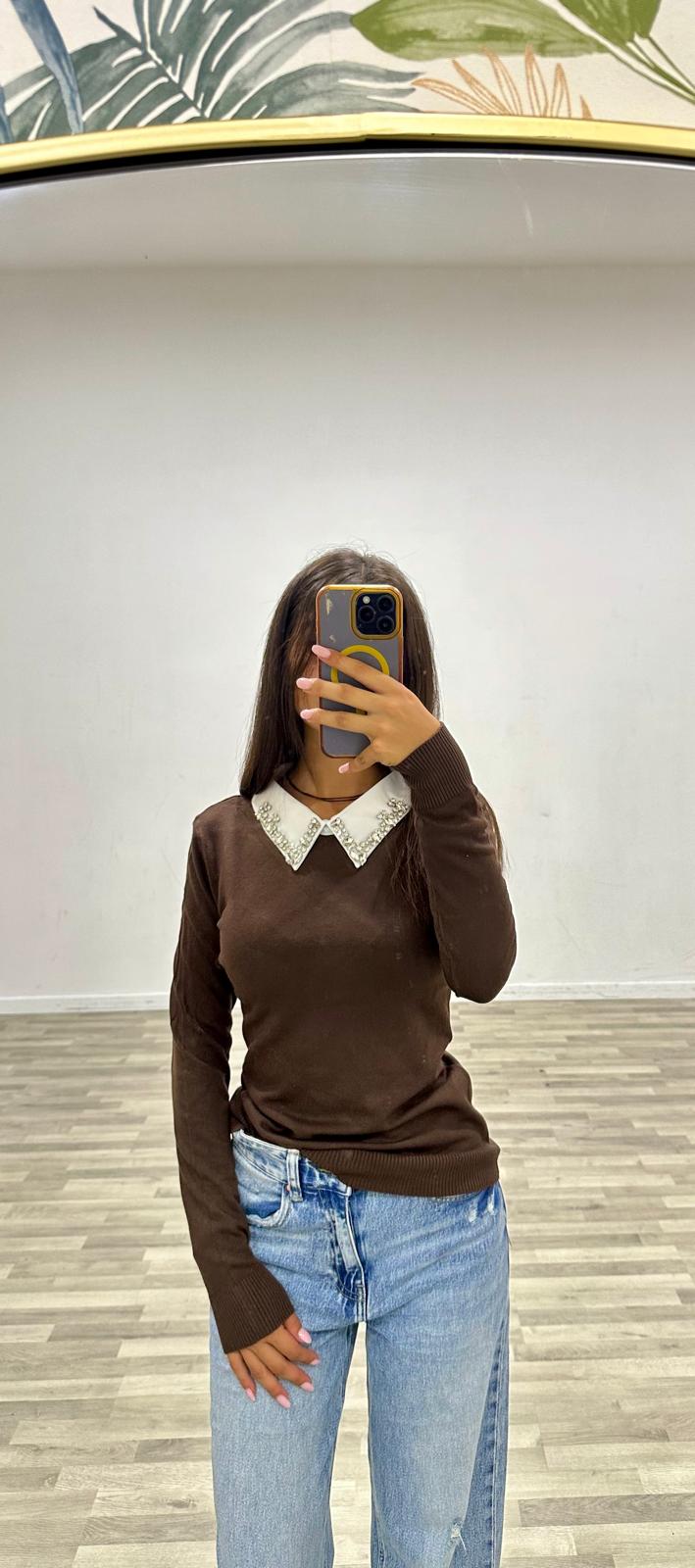 maglia con camicia e swarosky