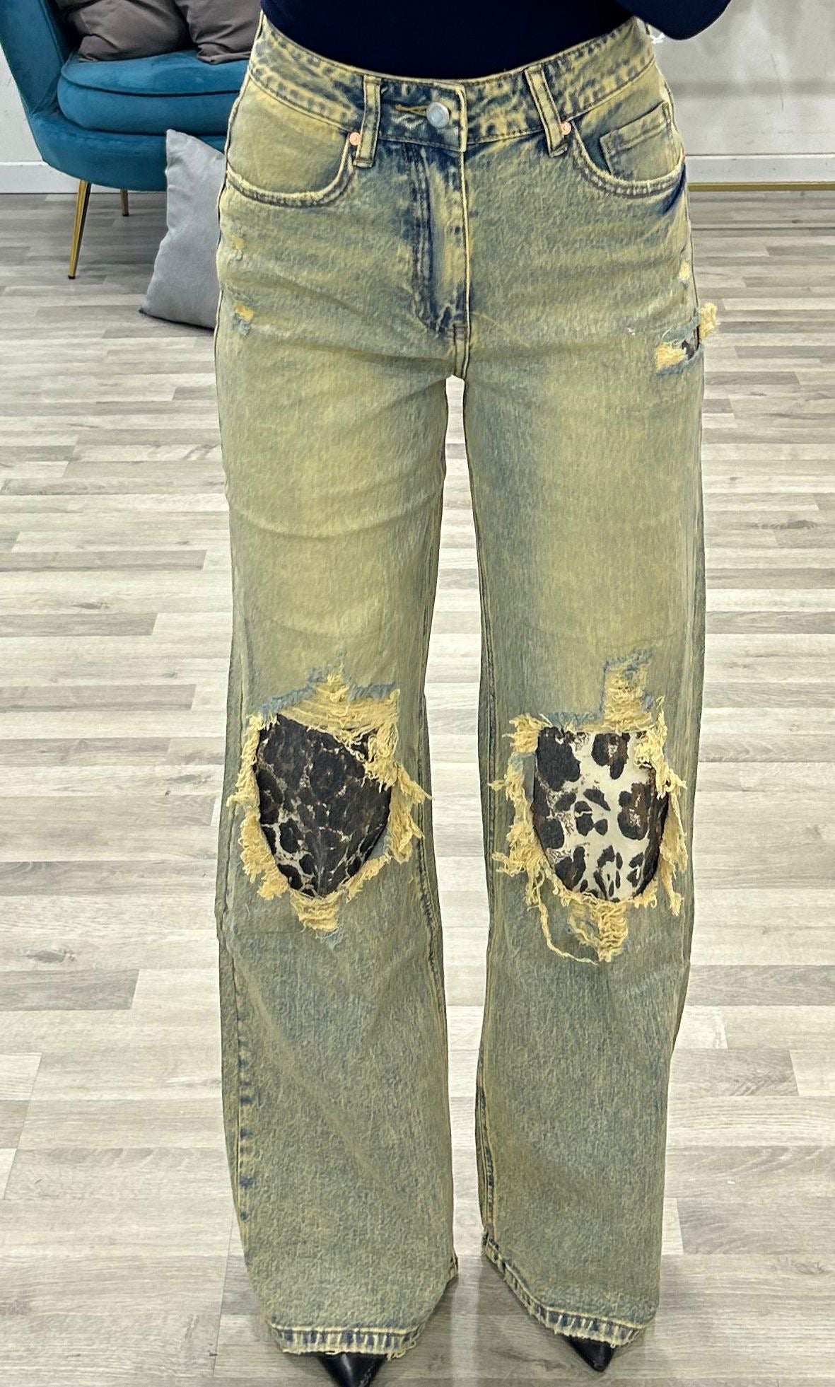 jeans con strappi the/maculato