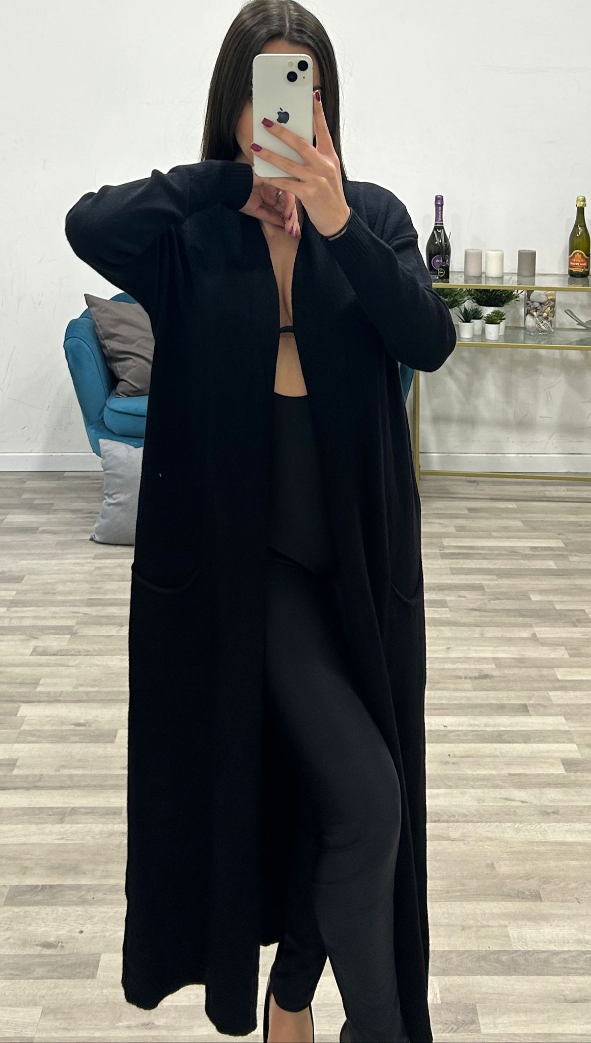 cardigan lungo con tasche