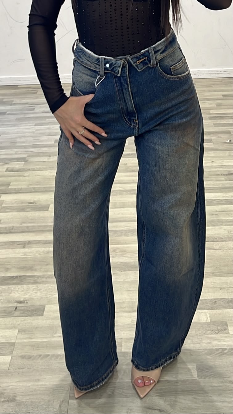 jeans con risvolto crazy