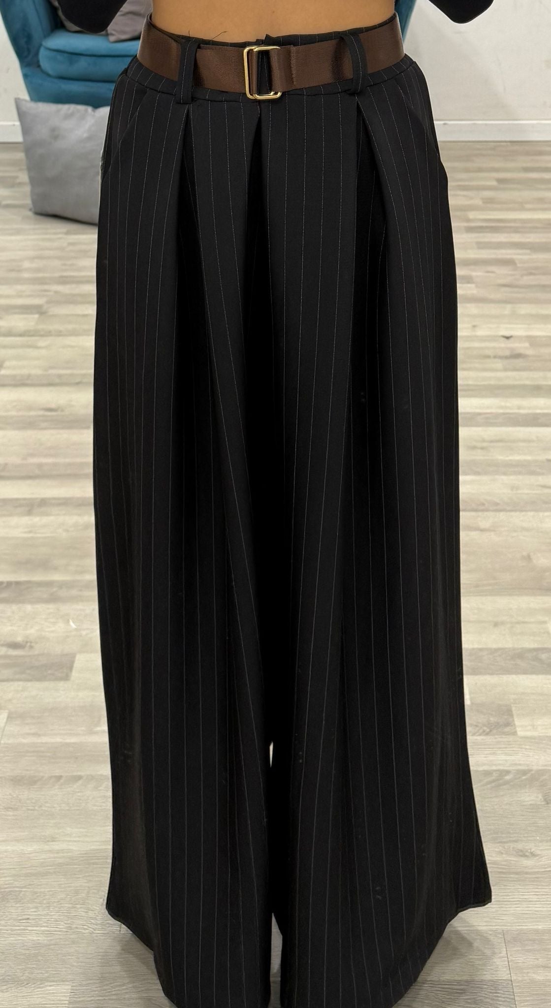 pantalone palazzo gessato