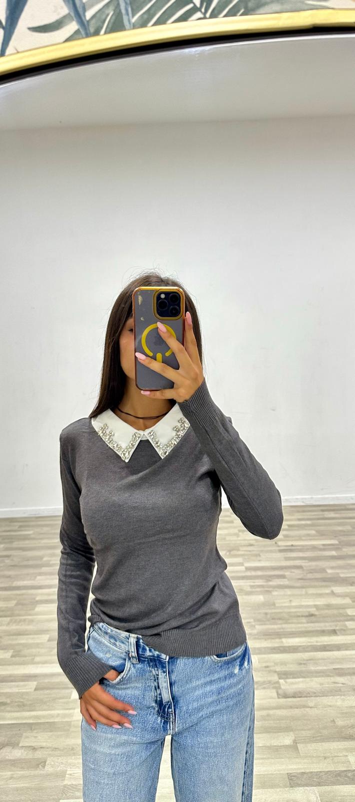 maglia con camicia e swarosky