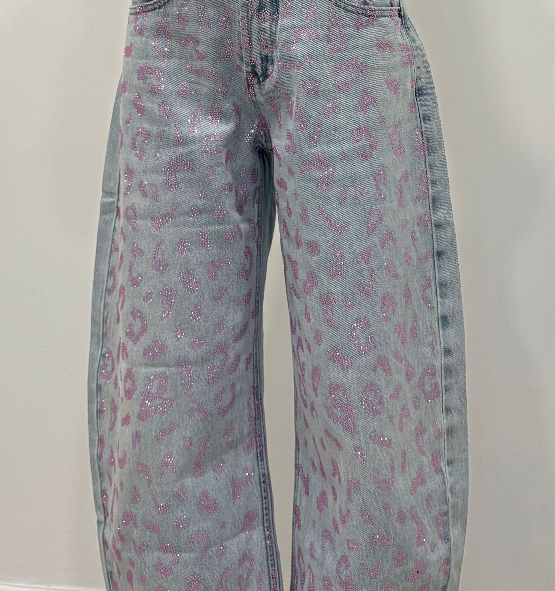jeans denim maculato rosa