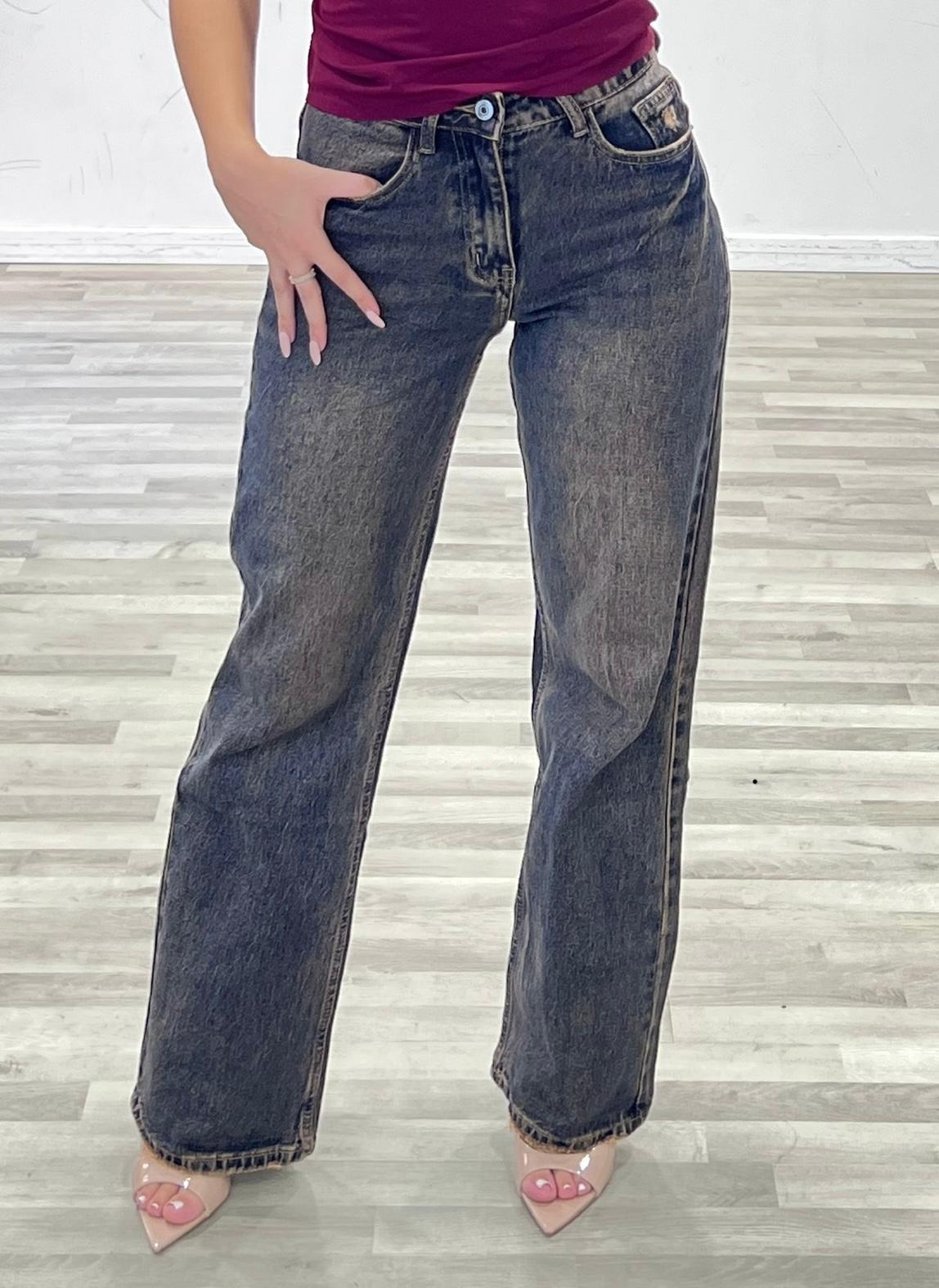 jeans con tasca bordo'in strass