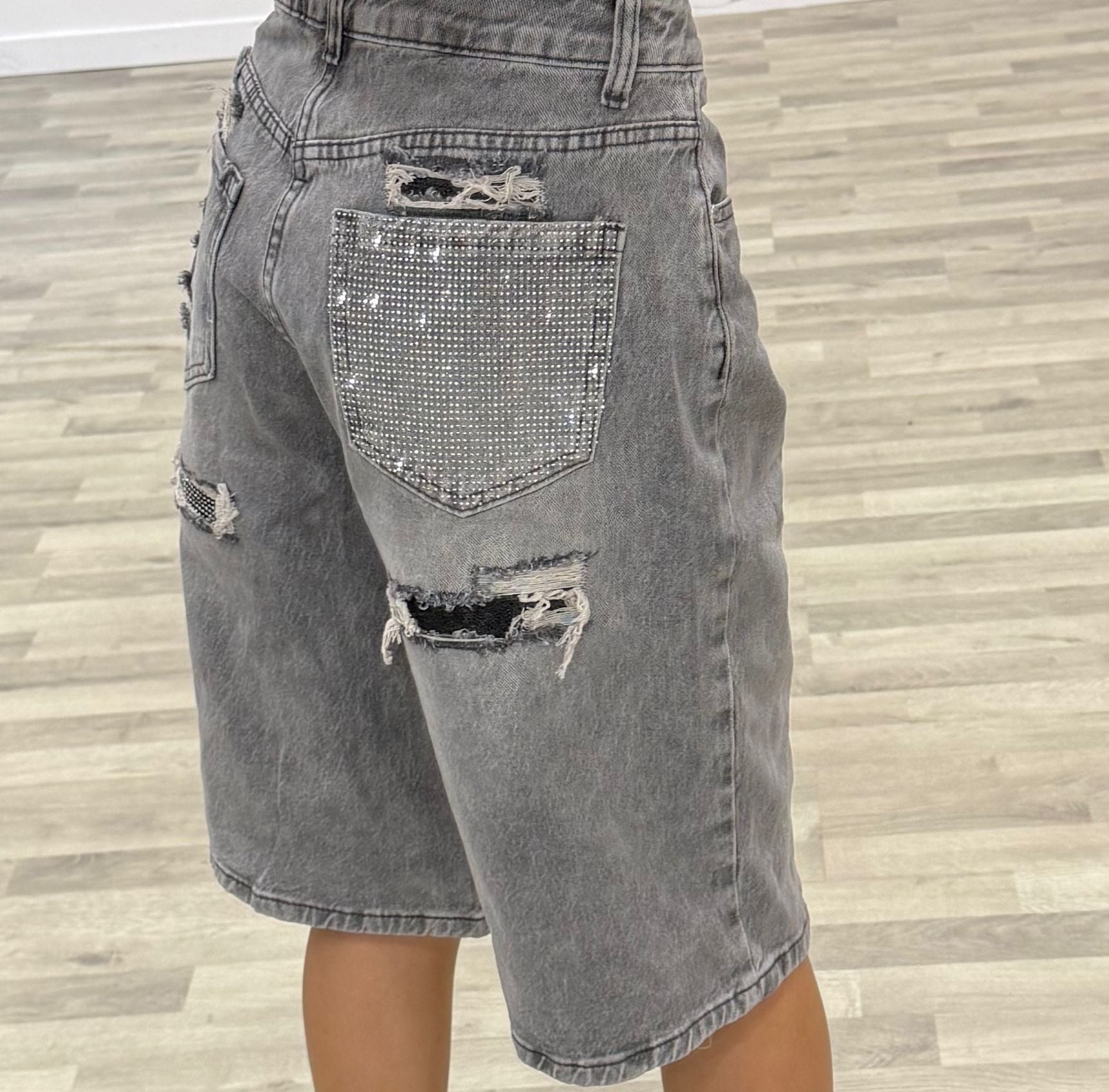 bermuda con tasca glitter grigio