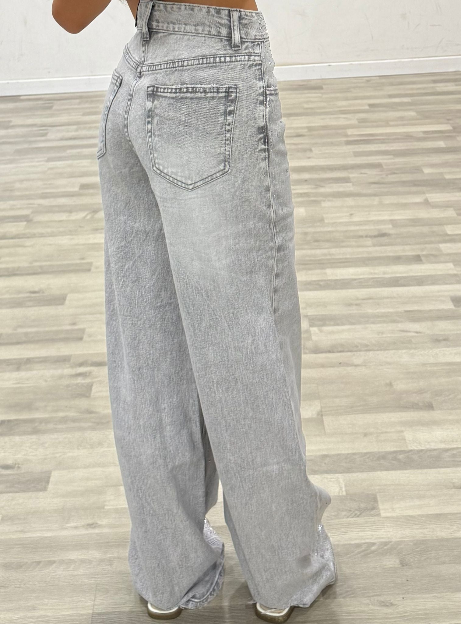 jeans grey con brillantini