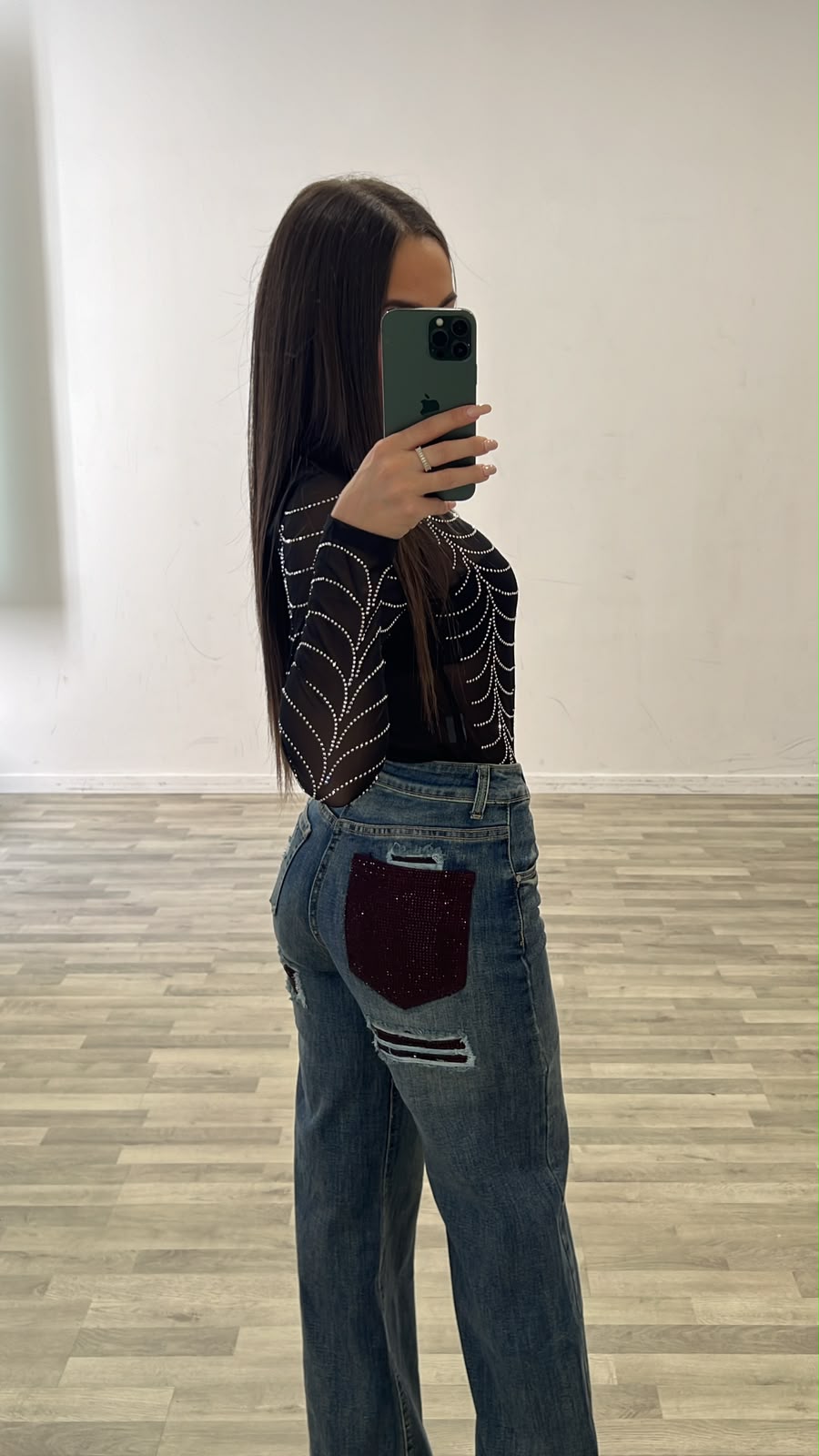 body velato con brillantini onde