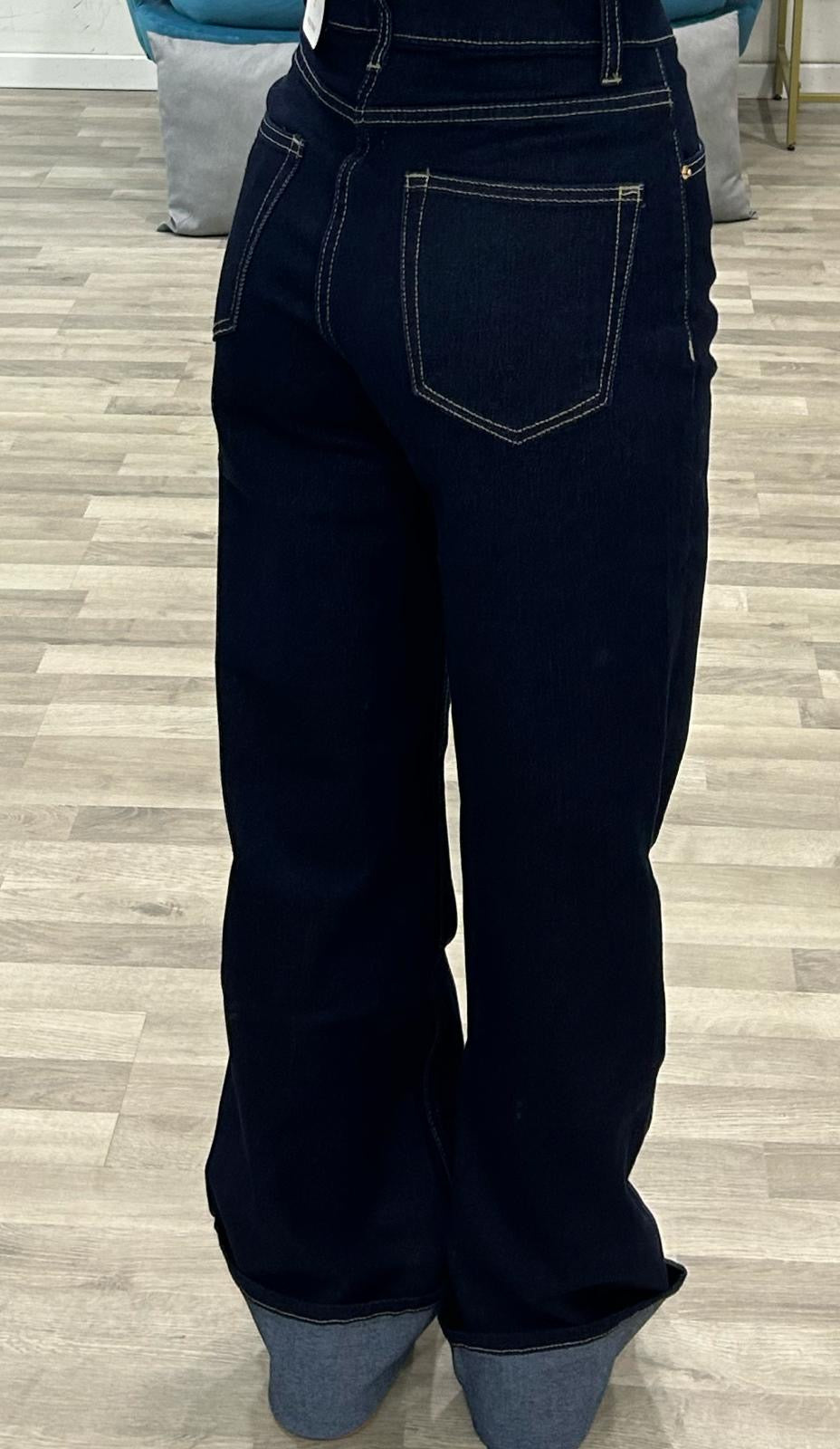 jeans con risvolto blue