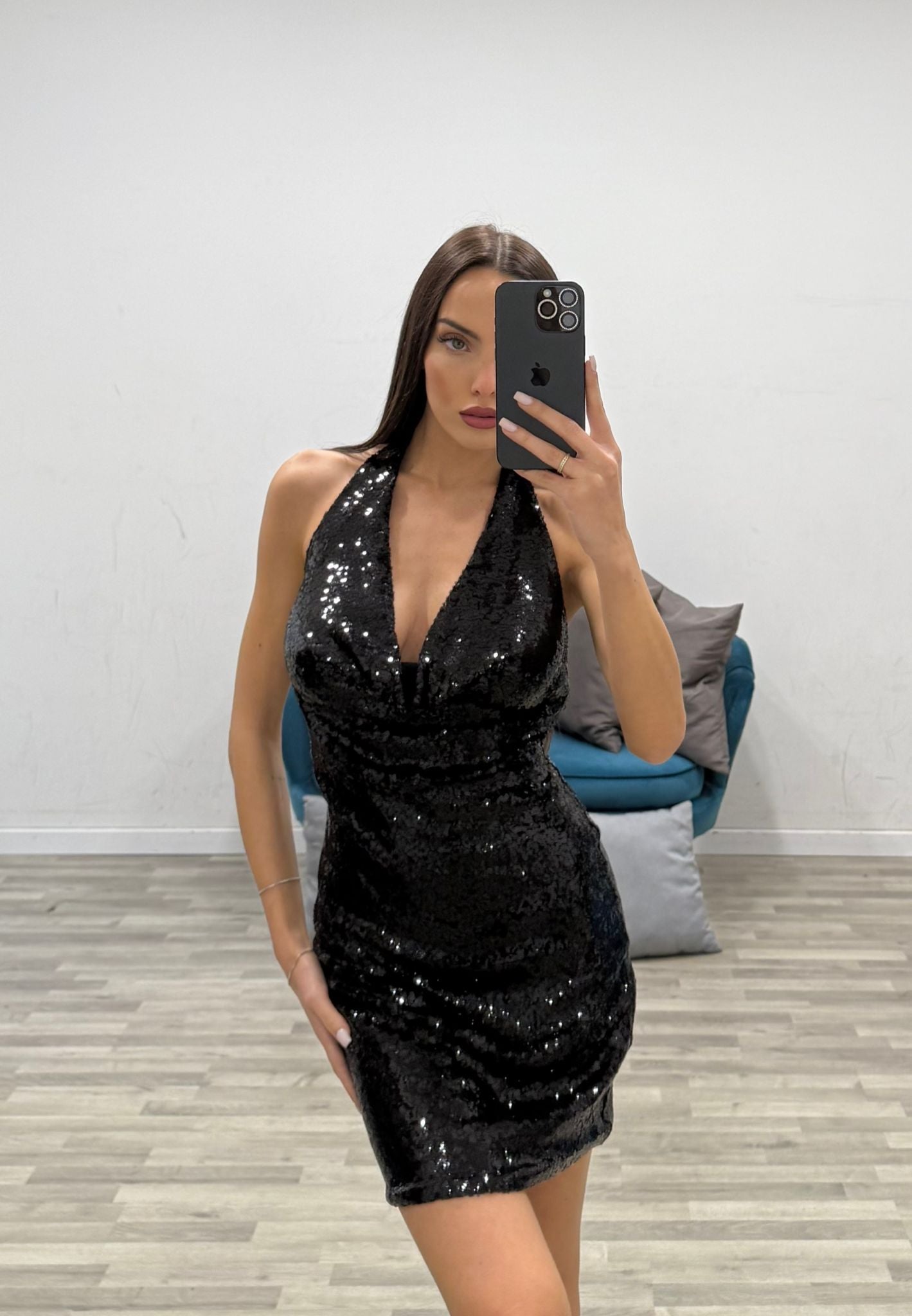 vestitino in paillette scollo bavero