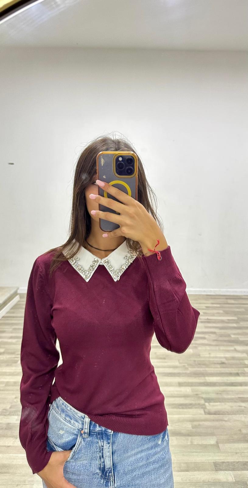 maglia con camicia e swarosky