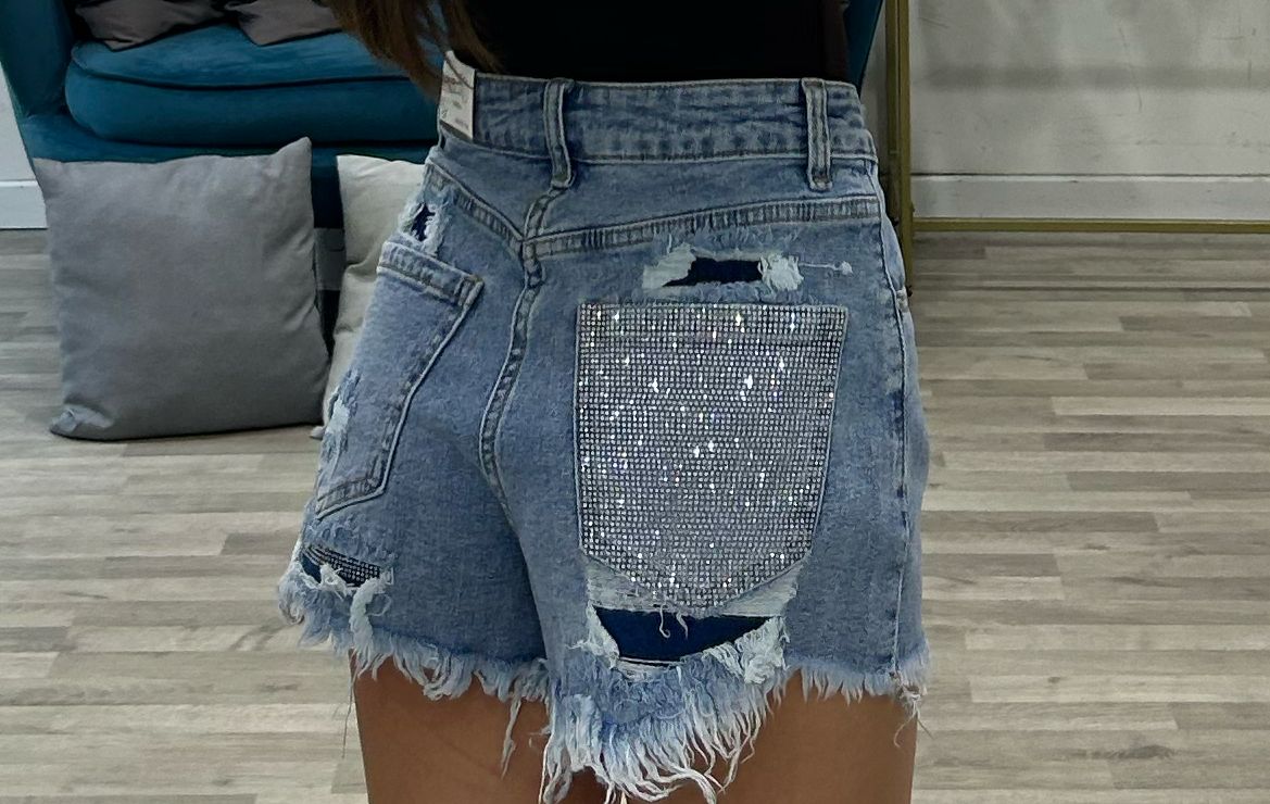 short con tascha brillantinata