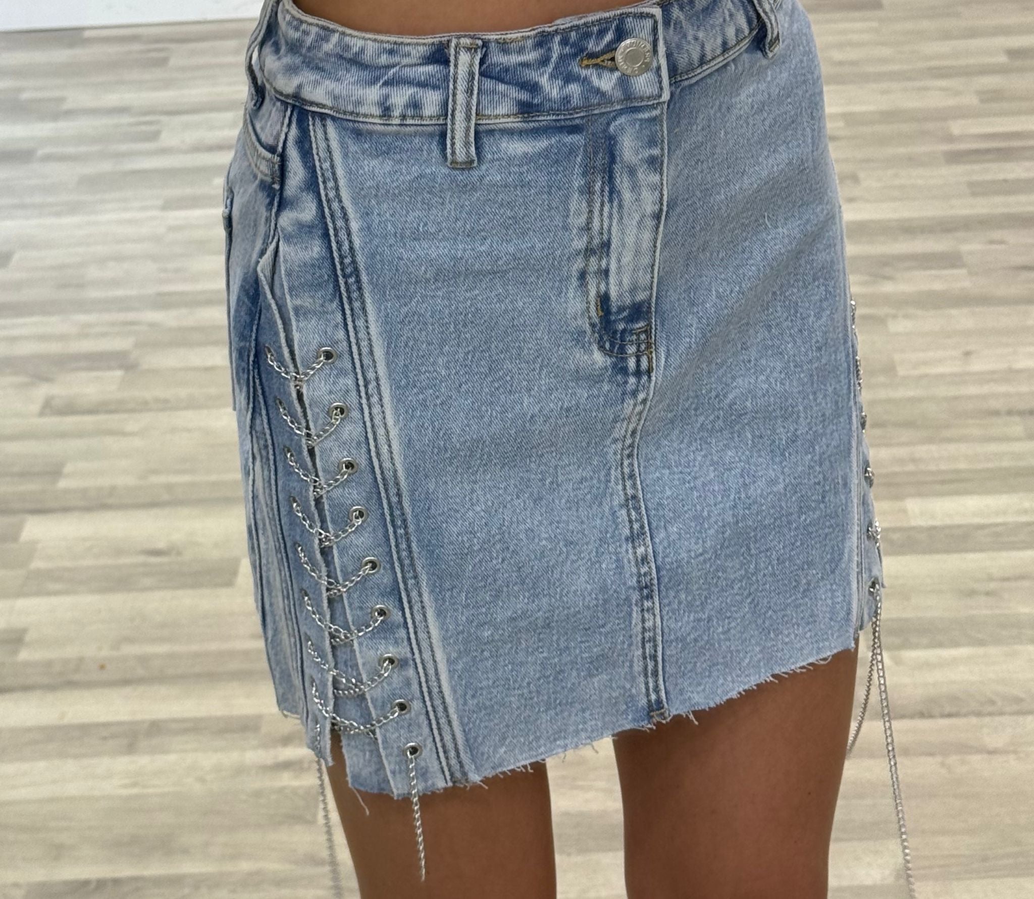 gonna jeans chiara lacci laterali