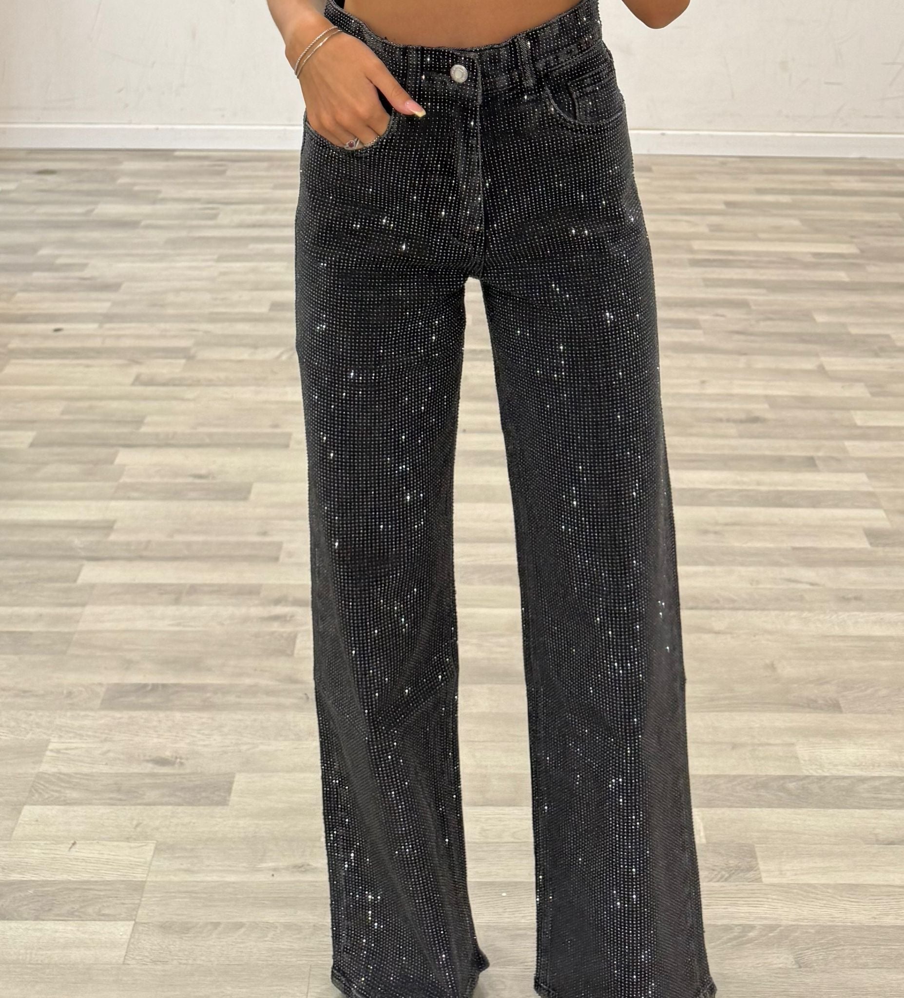 jeans grey superstrass