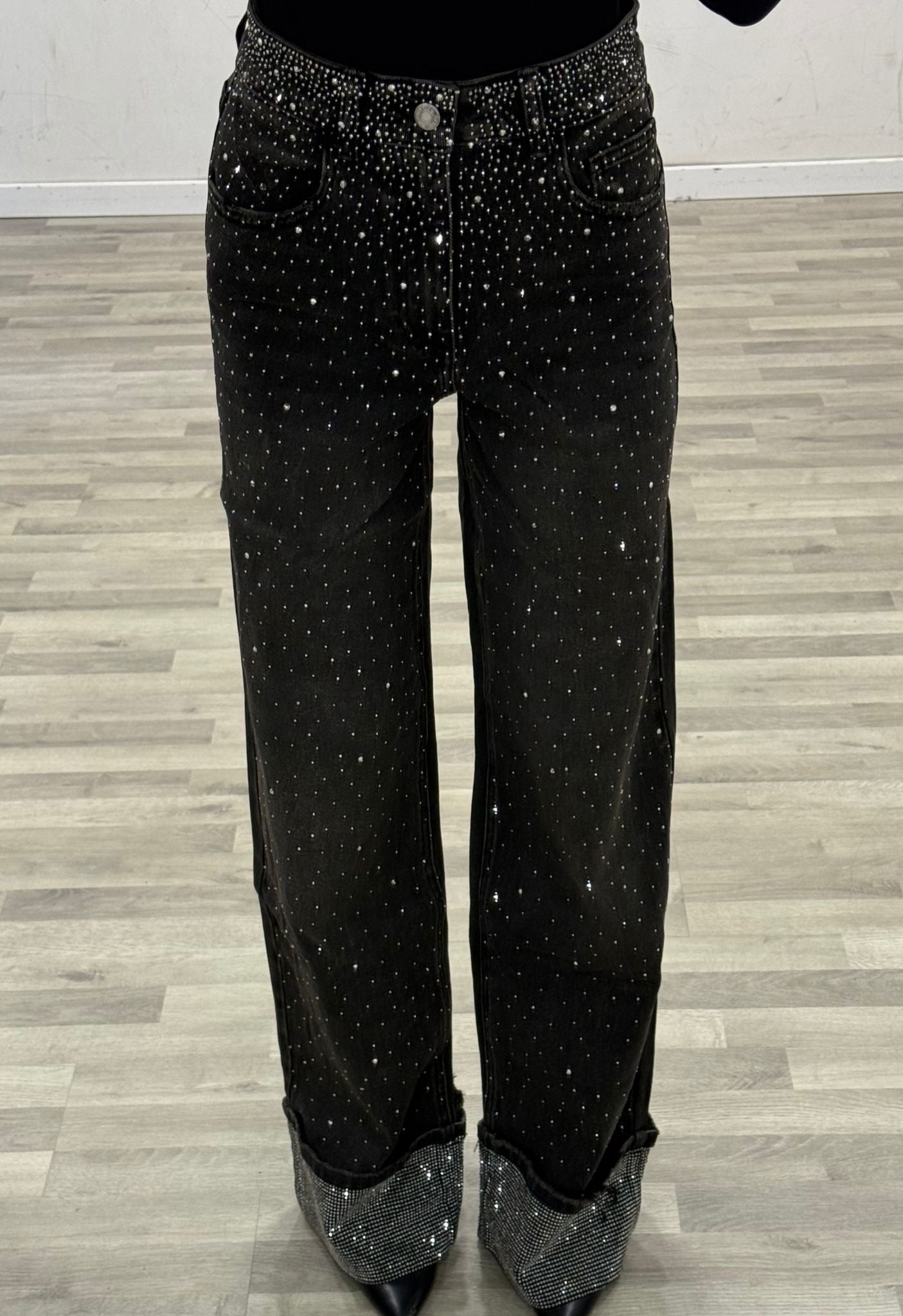 jeans con risvolto sabbiato