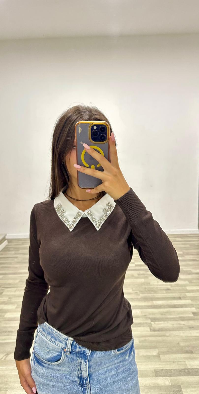 maglia con camicia e swarosky