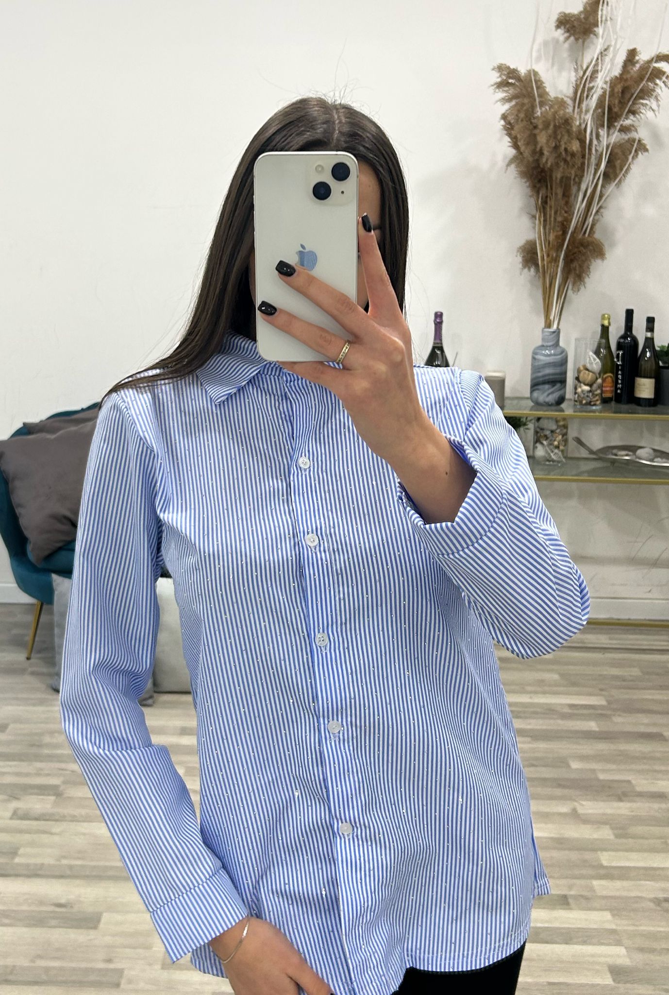 camicia righine e brillantini