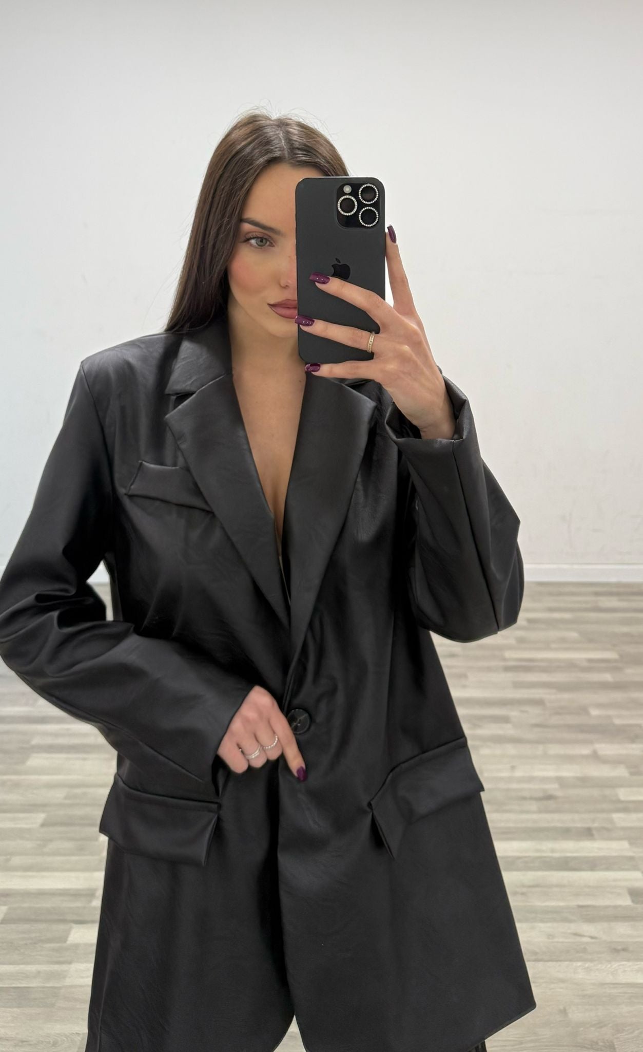 giacca oversize pelle