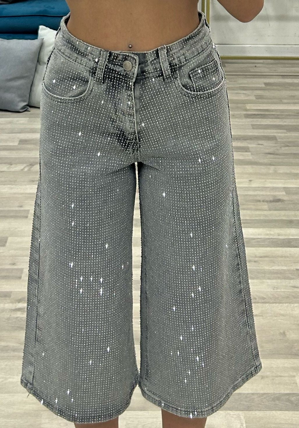 bermuda grigio di jeans