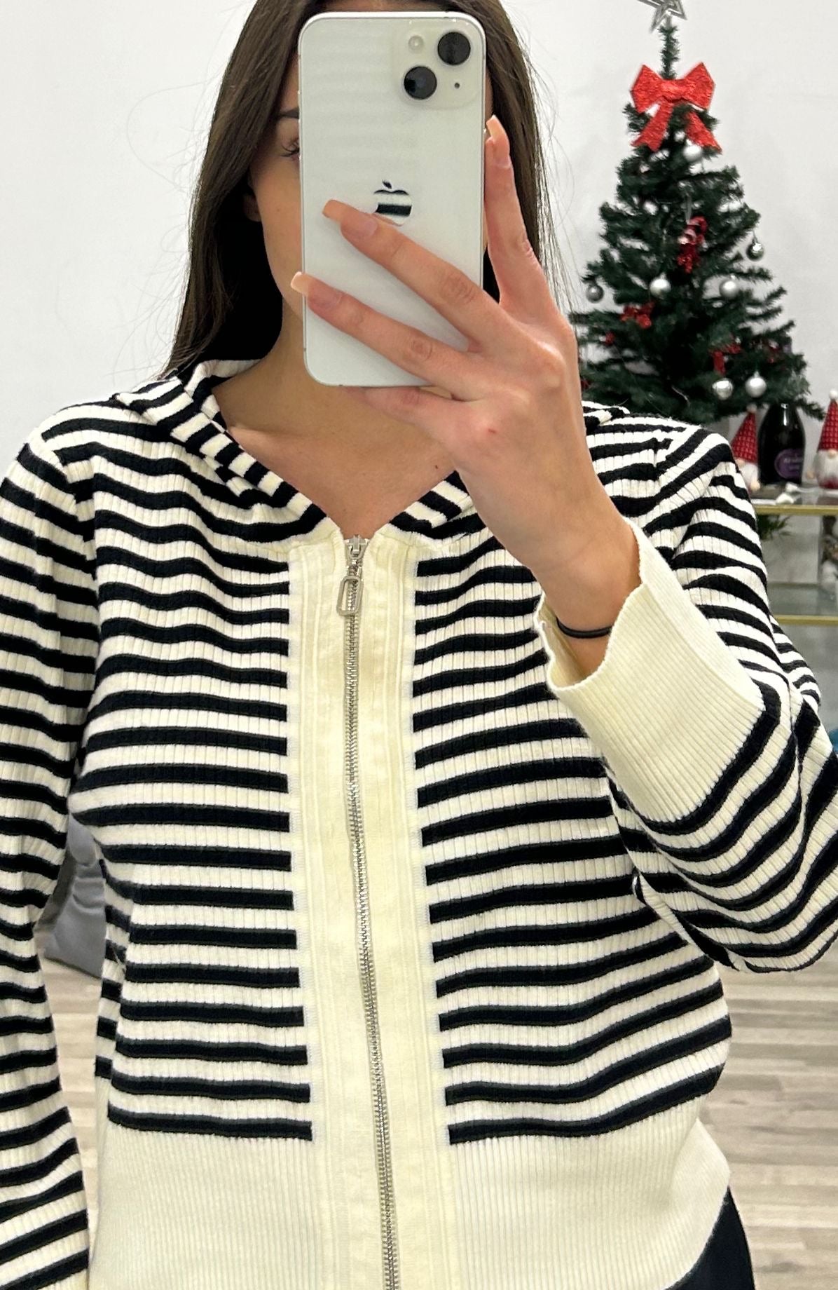 maglia con cappuccio rigato