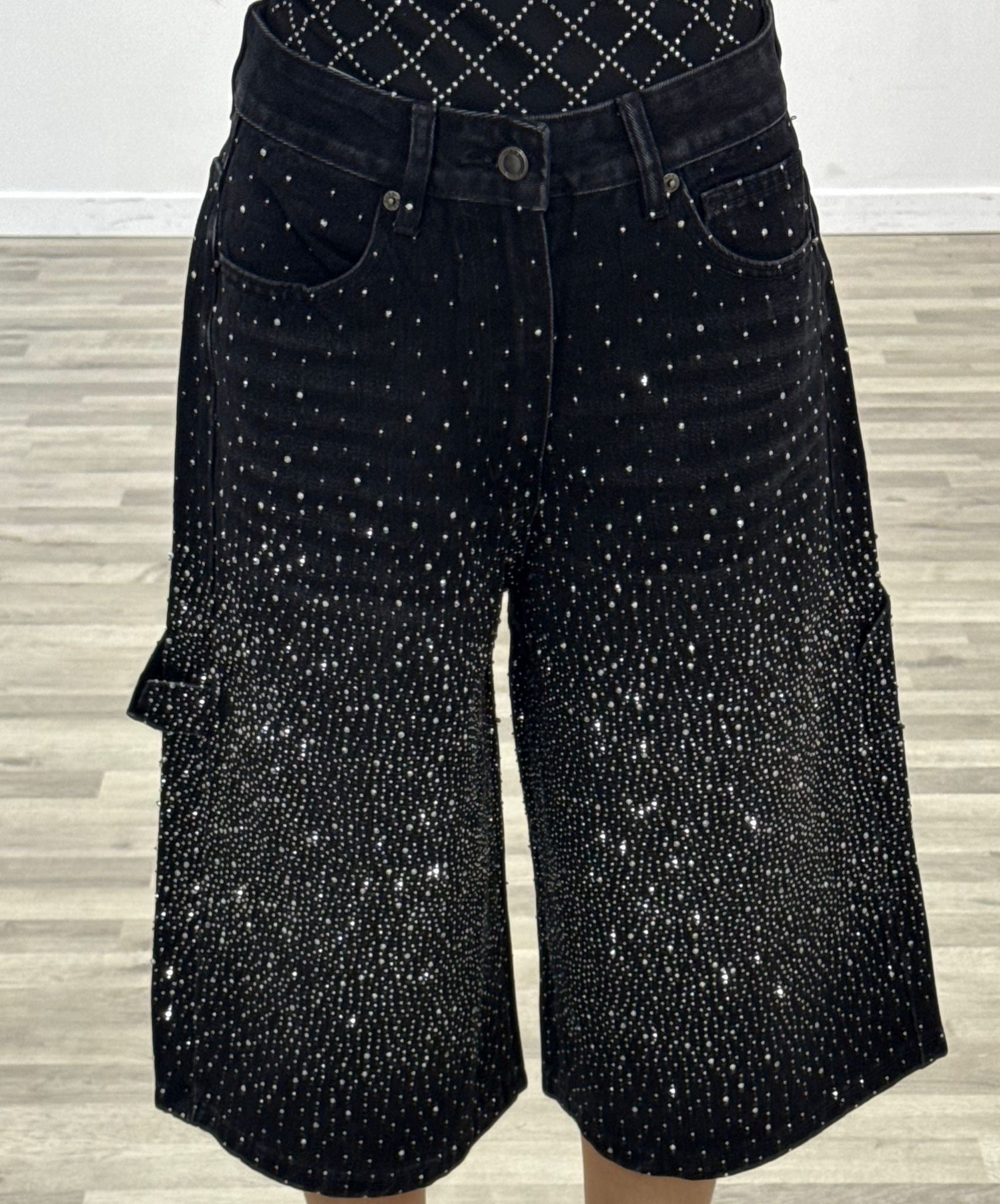 bermuda ballon con brillantini black