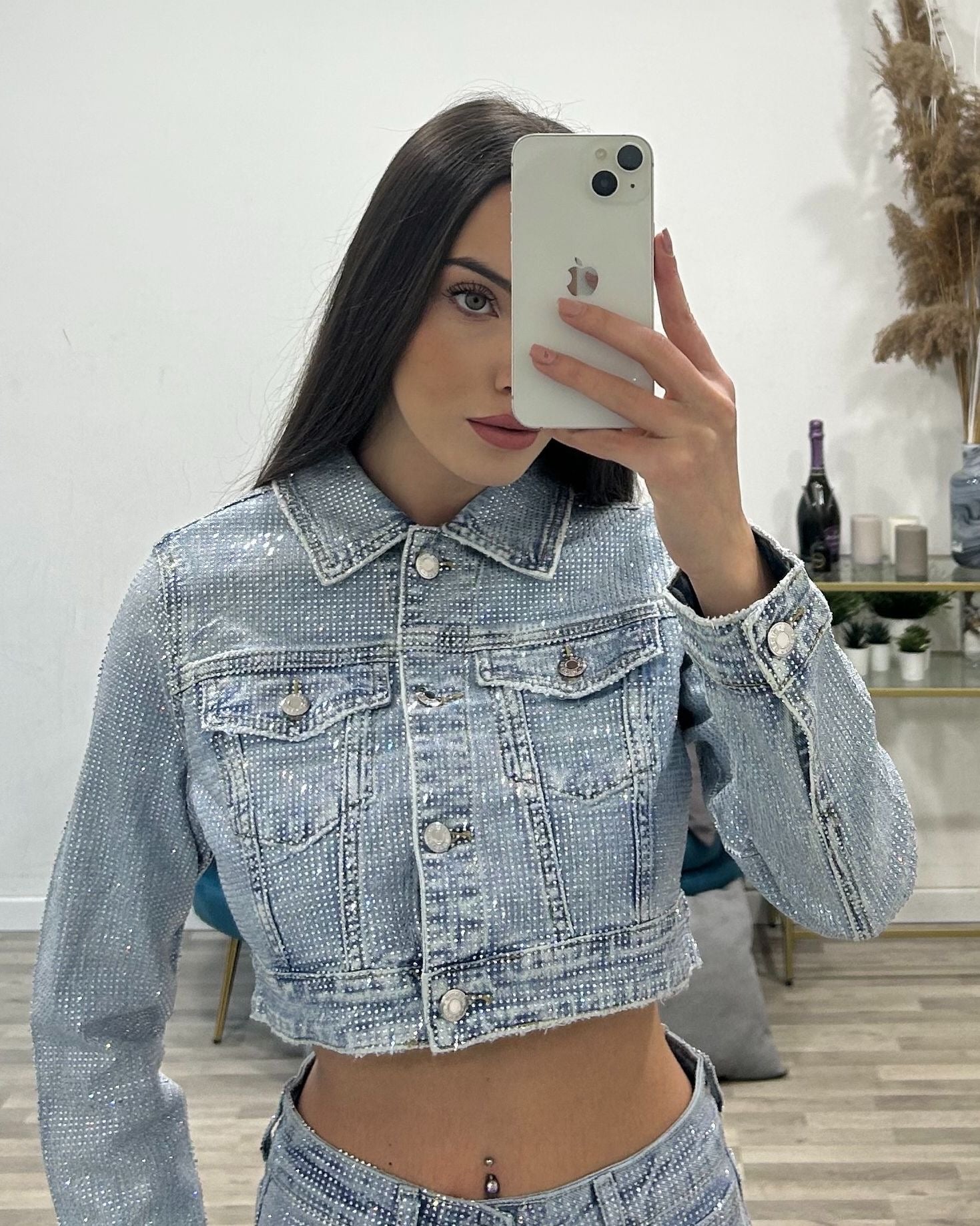 giubbino jeans brillantini halton