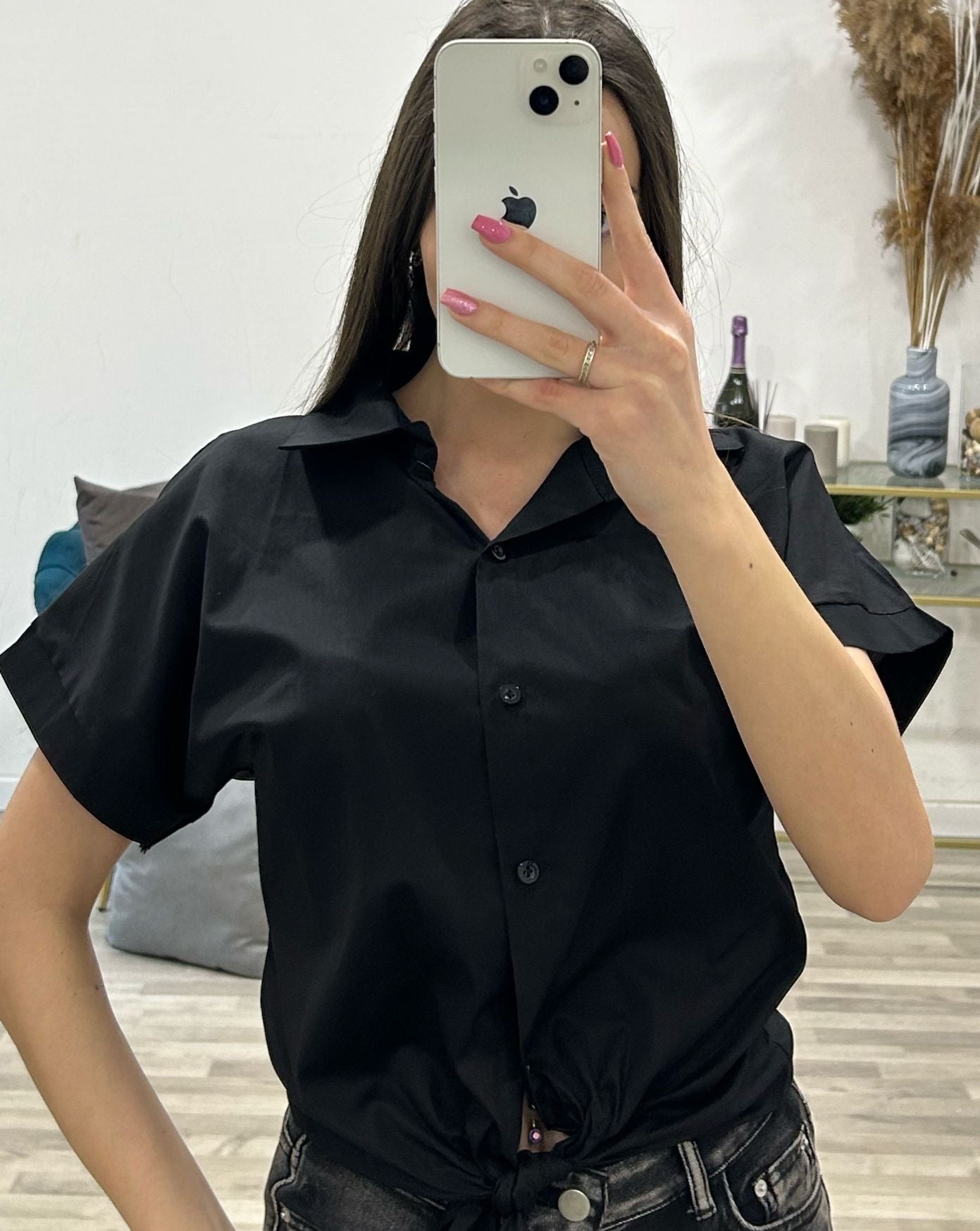 camicia mezza manica con nodo