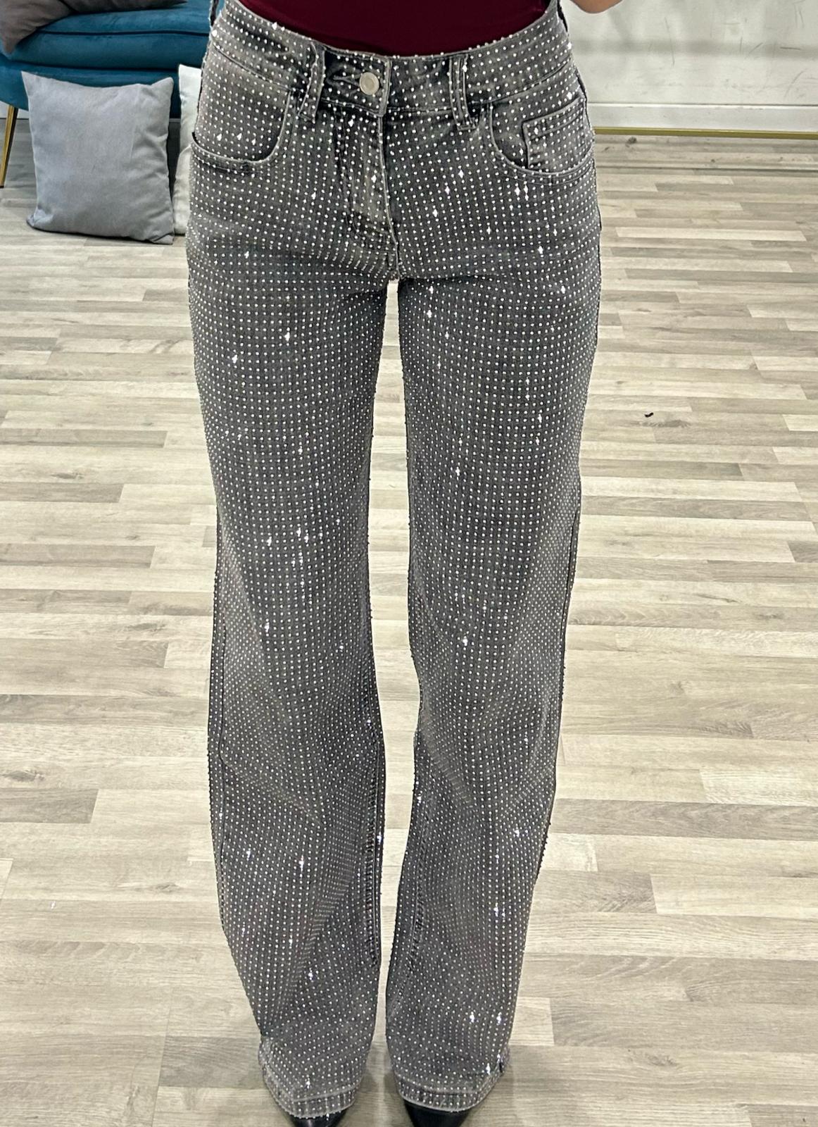 jeans grey brillantini