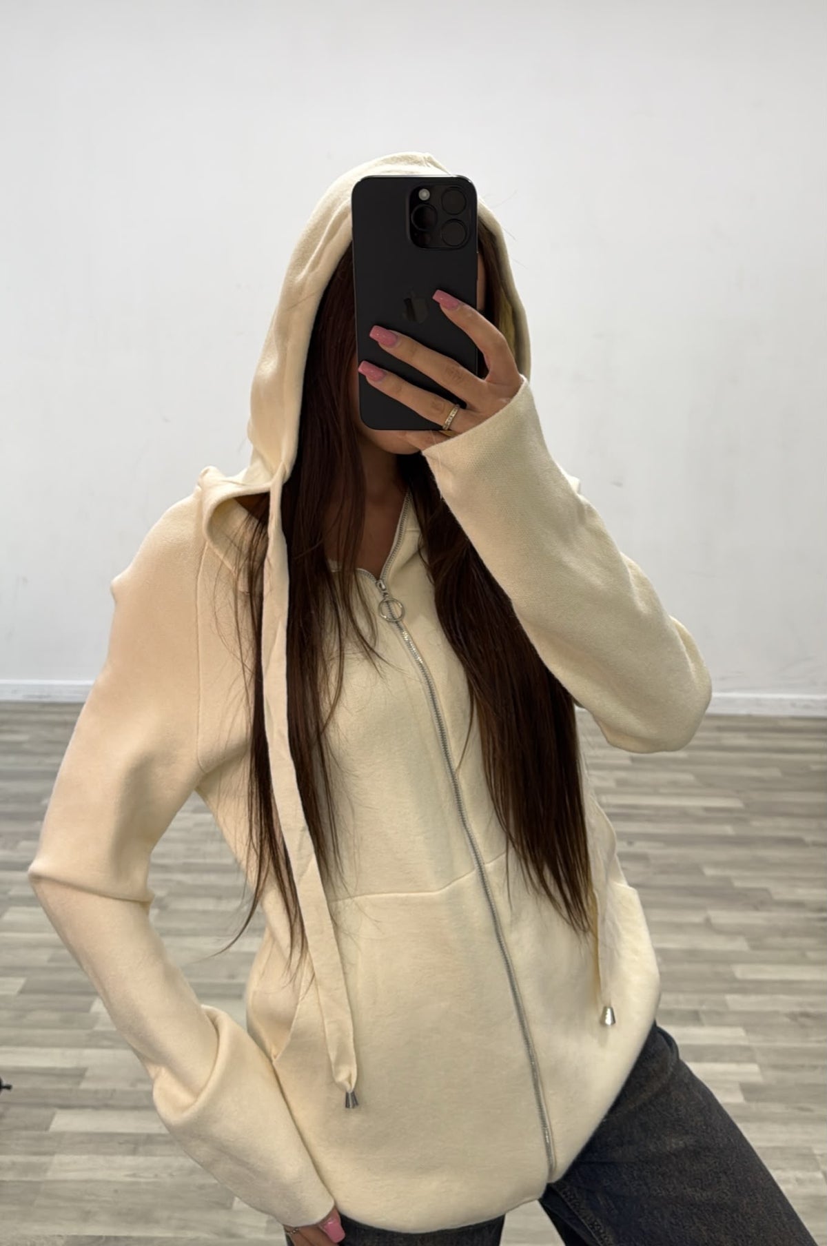 cardigan con cappuccio e zip zs