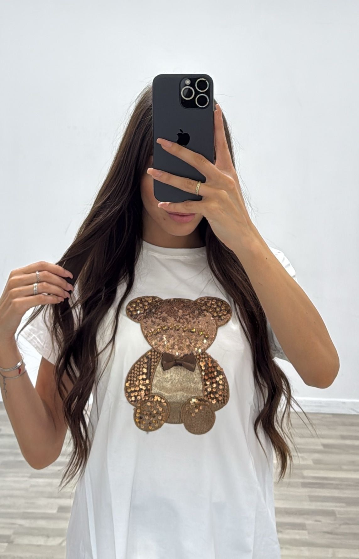 t-shirt teddy in paillettes