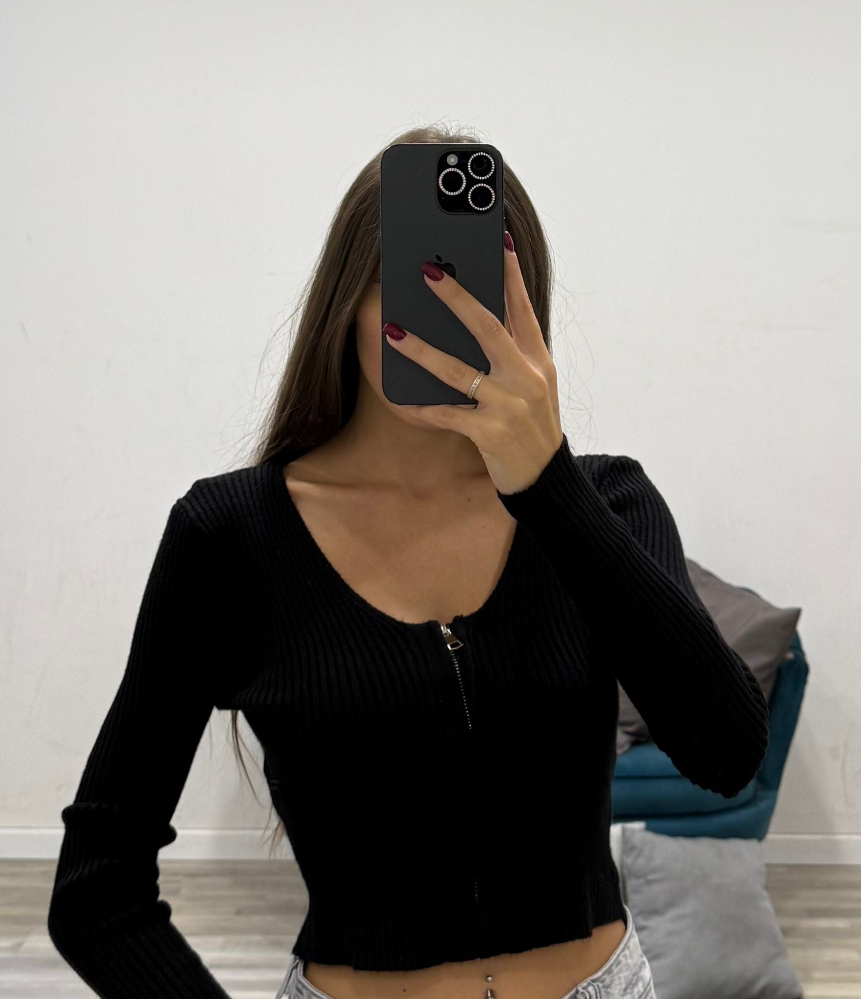 cardigan con zip a costine