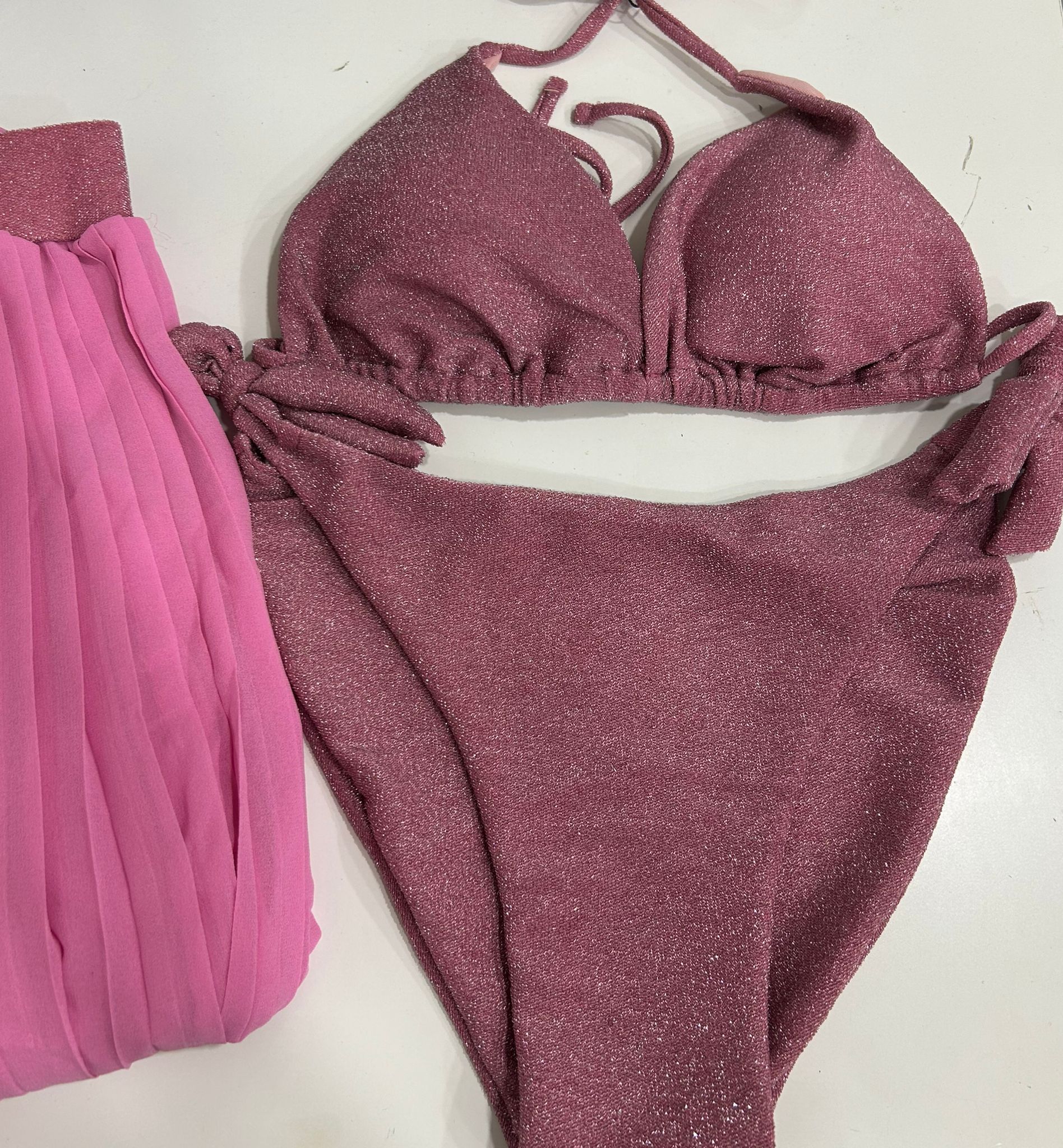 costume lurex con gonna plisse'