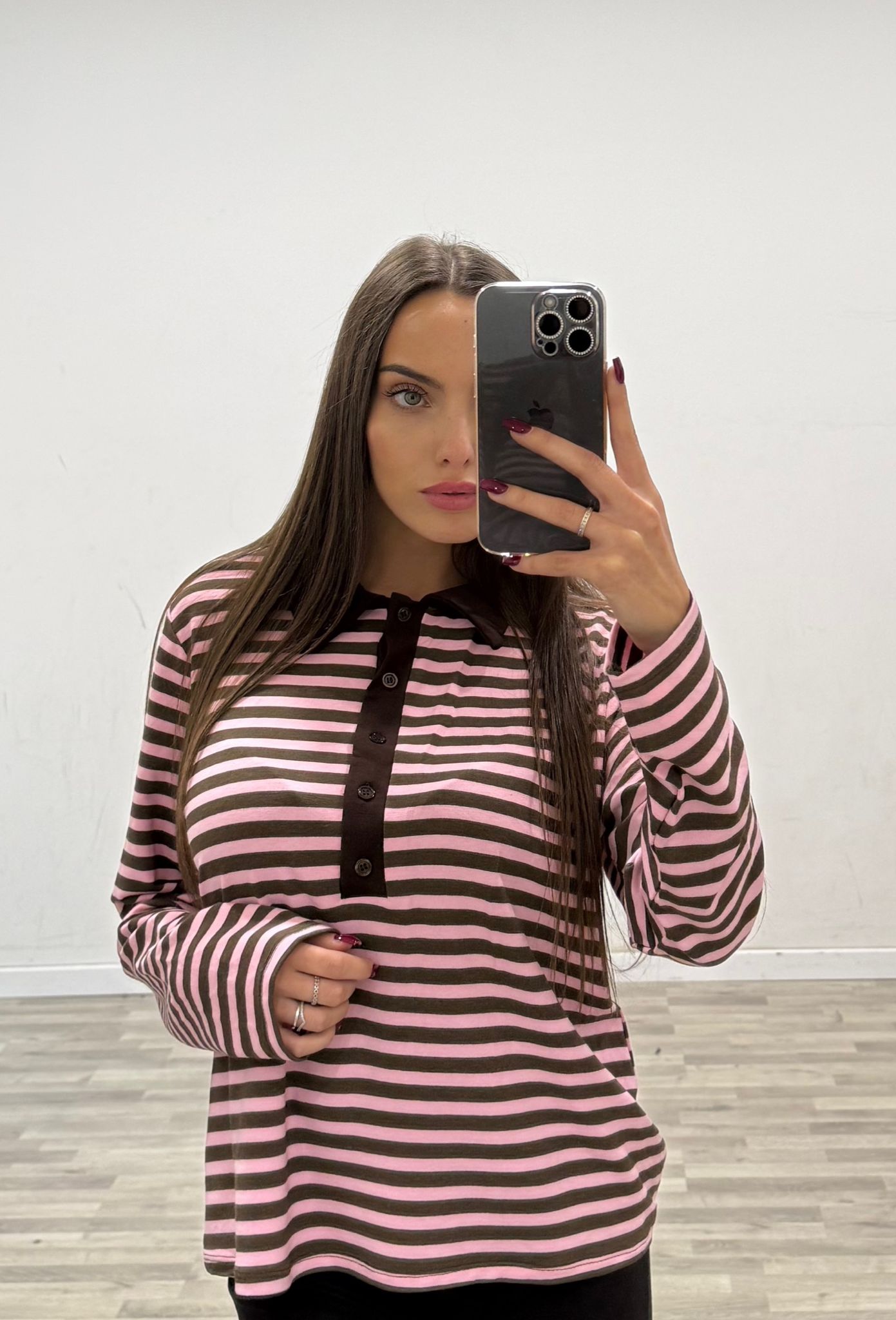 maglia a polo rigata