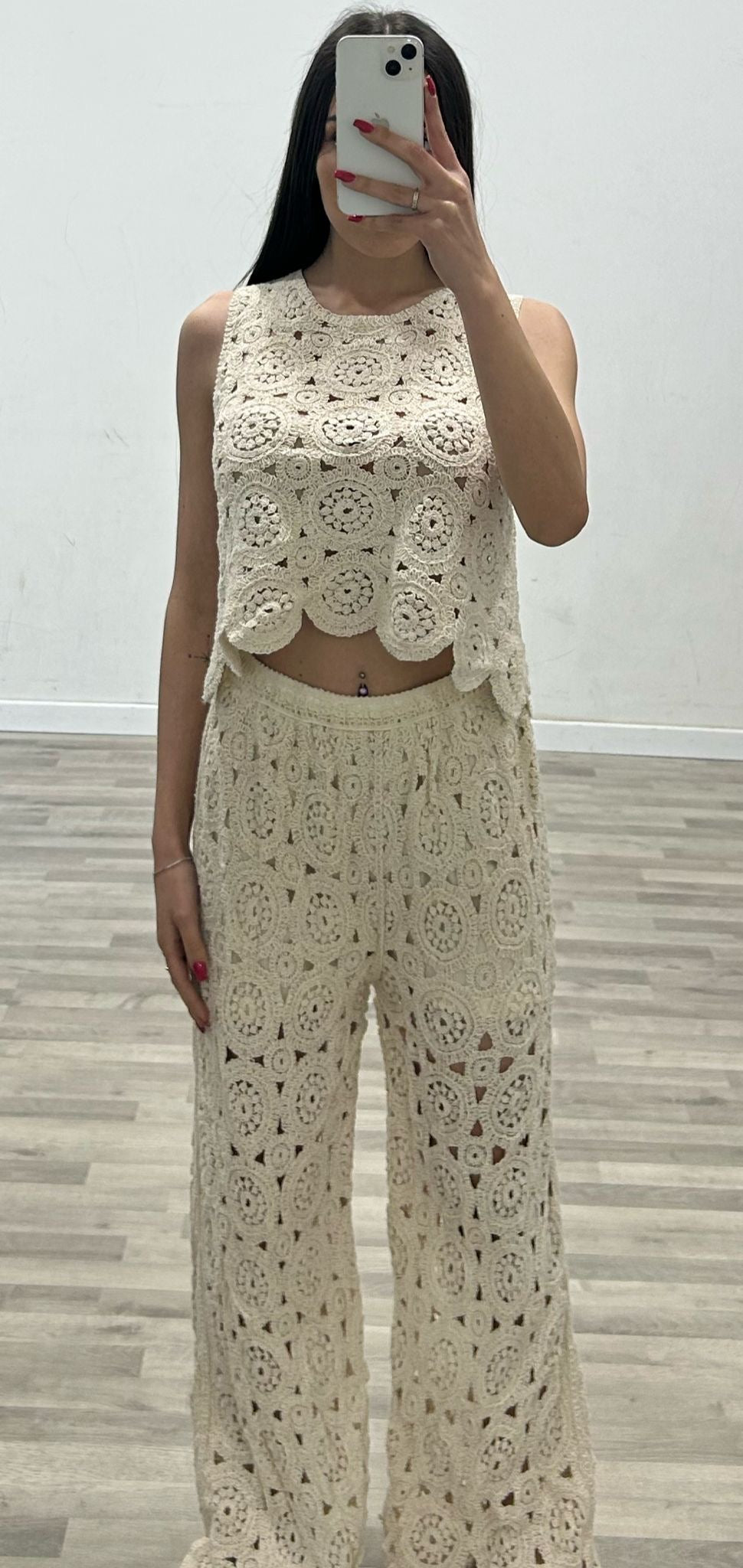 completo canotta e pantalone in fettuccia