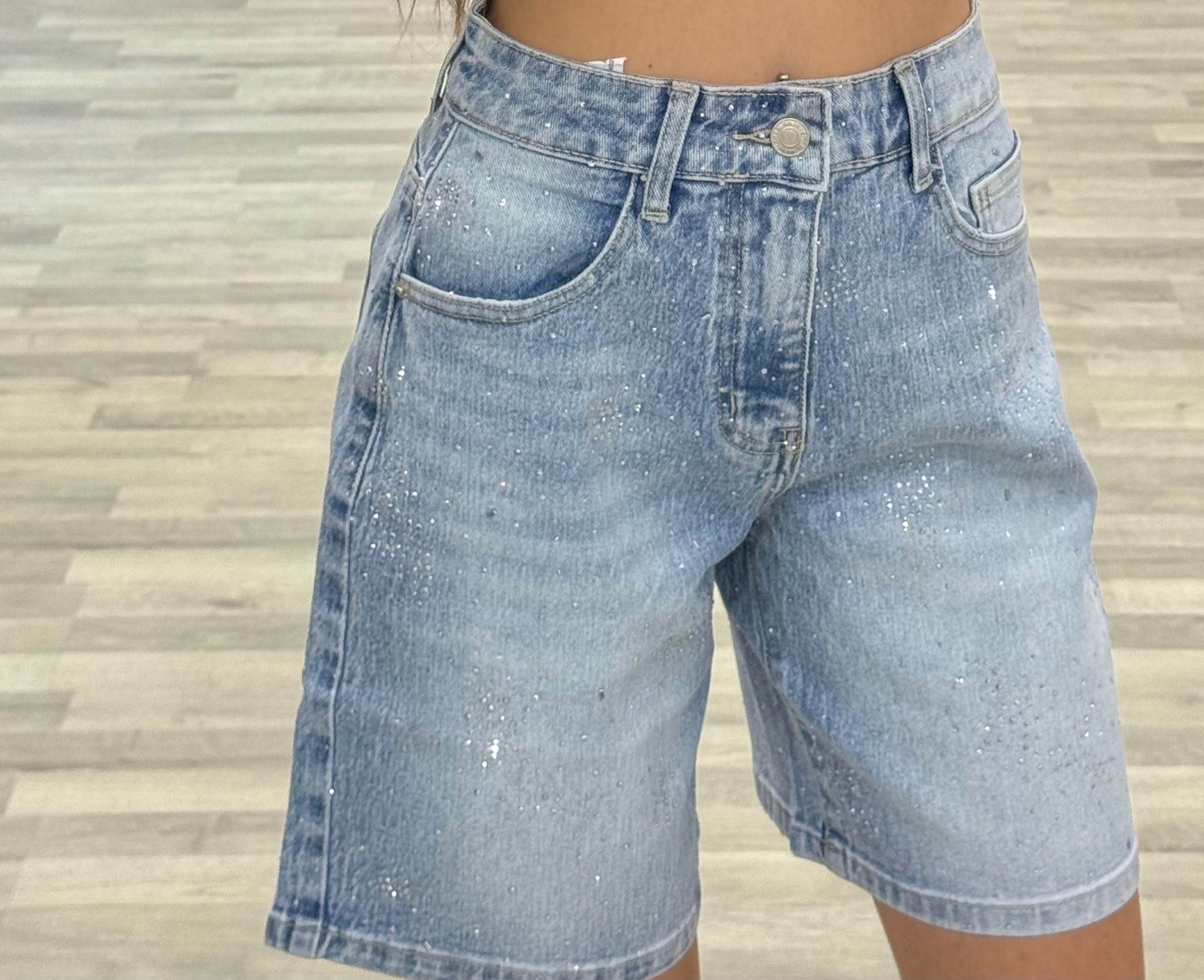 bermuda di jeans con brillantini