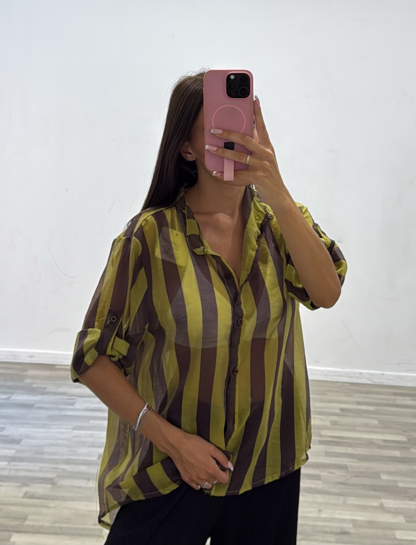 camicia coreana rigata