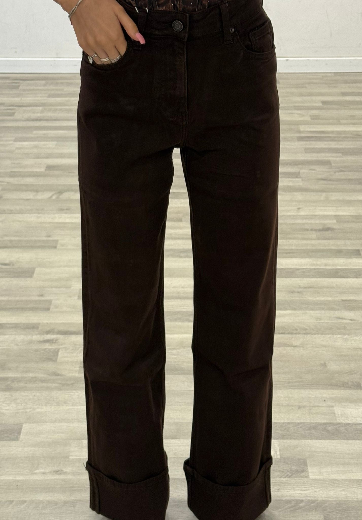 jeans brown con risvolto