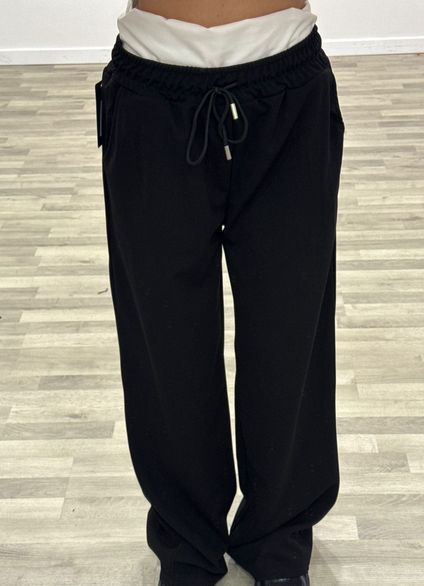 pantalone palazzo con bordino in vita