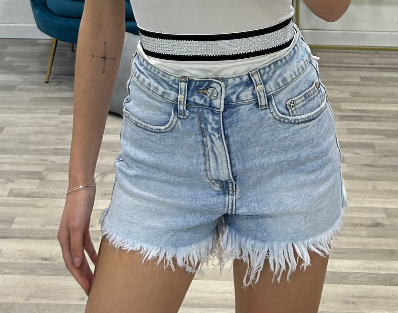 short di jeans con molla