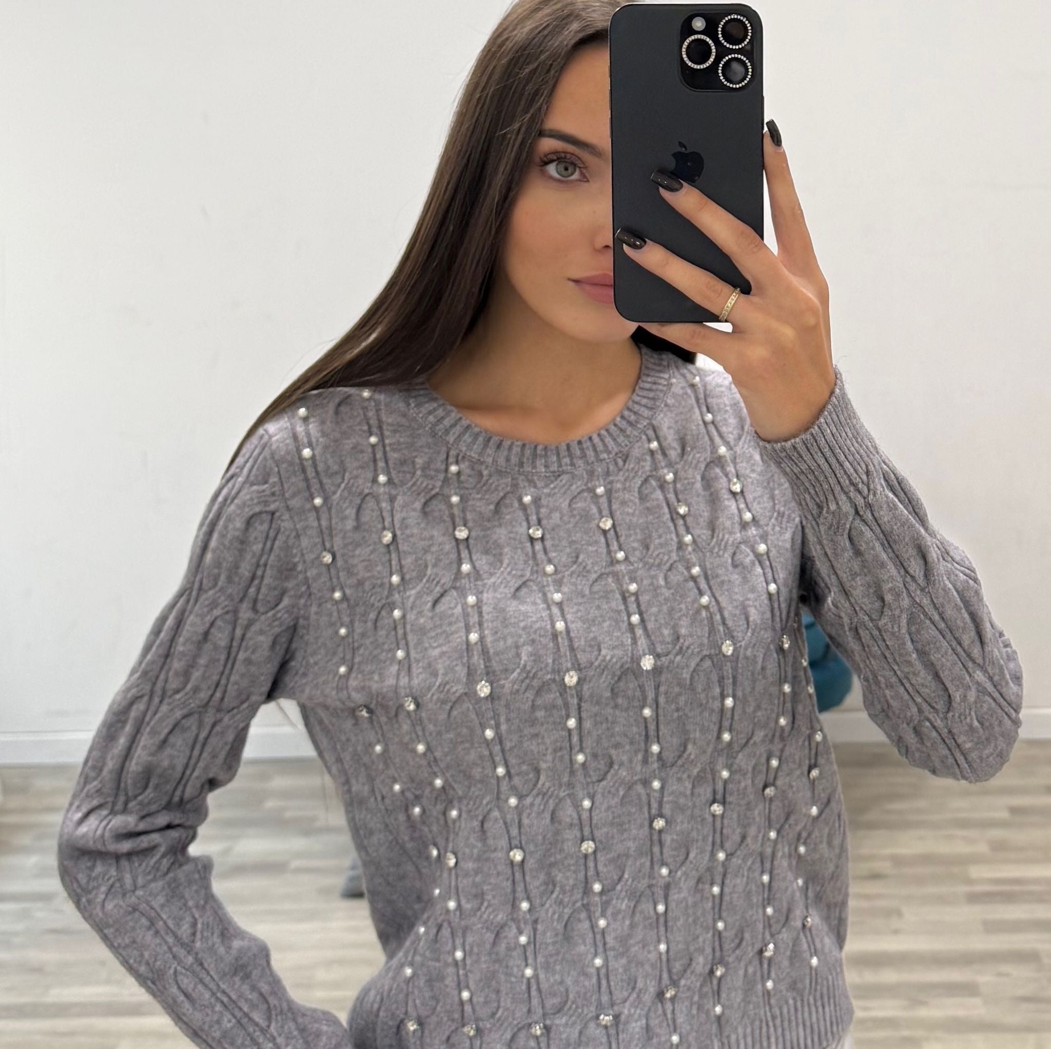 maglia con strass ilenia