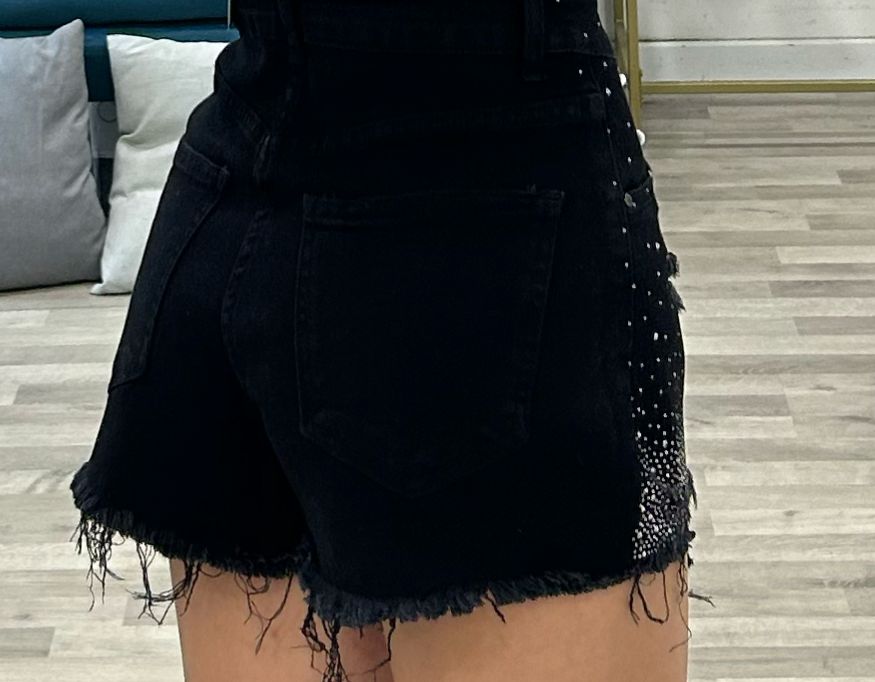 short di jeans con brillantini